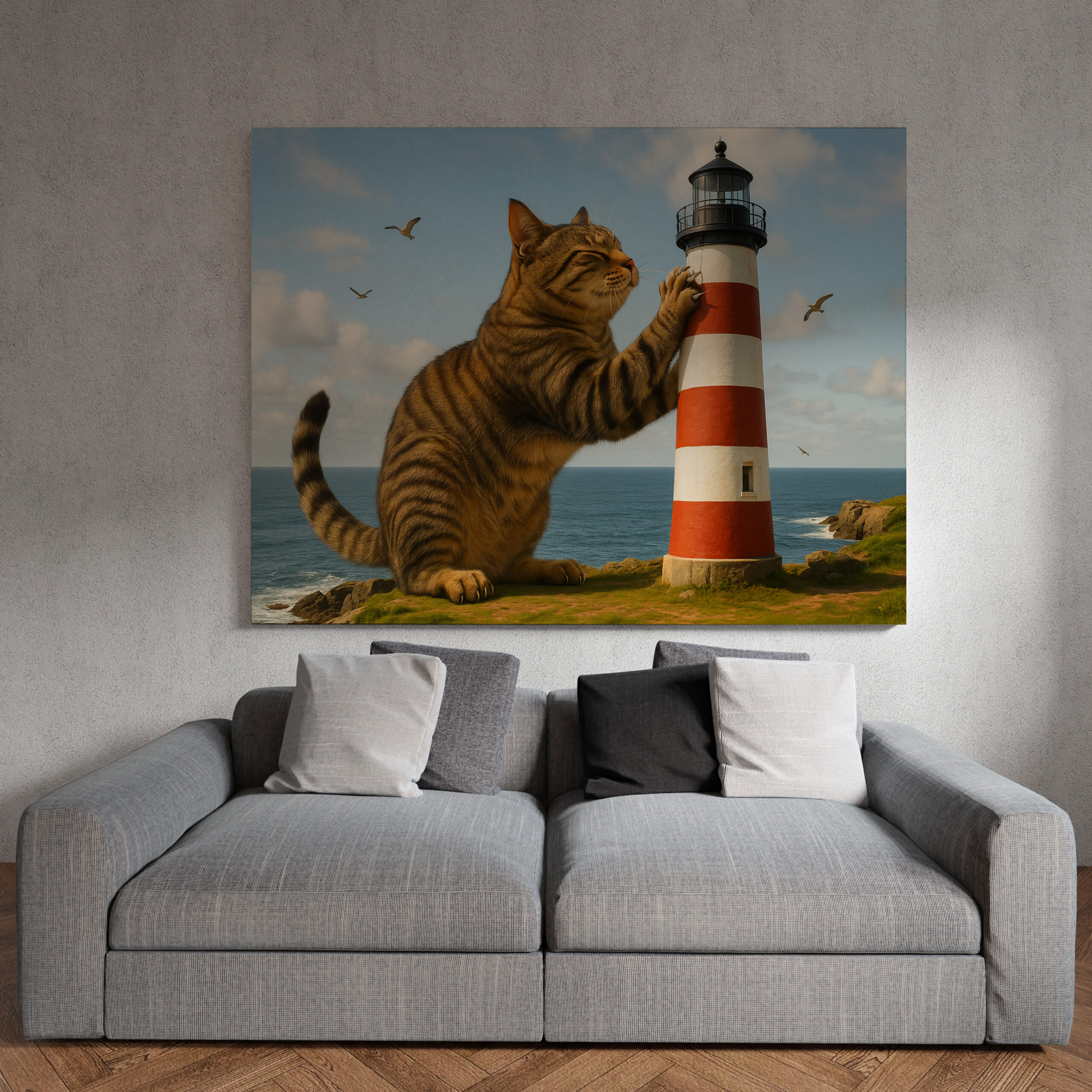 raxxa Canva: Mein Lieblingskratzbaum - Katze mit Leuchtturm – Bild 3