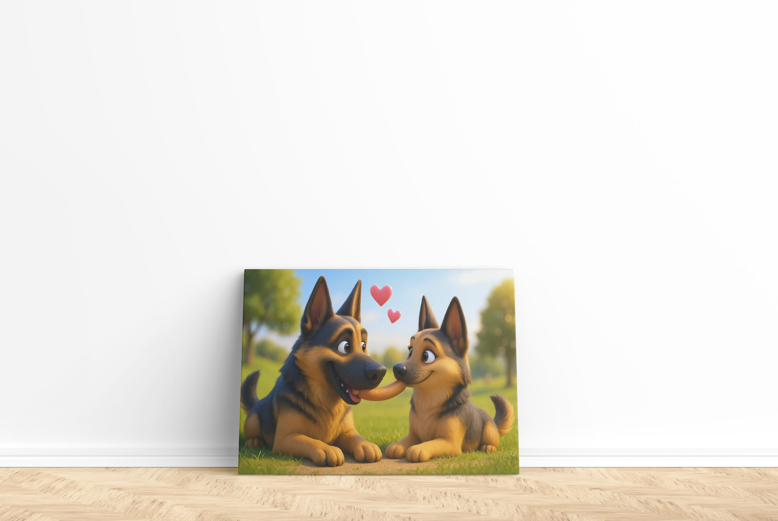 raxxa Canva: Schäferhund mit seiner großen Liebe und Wurstgeschenk – Image 2