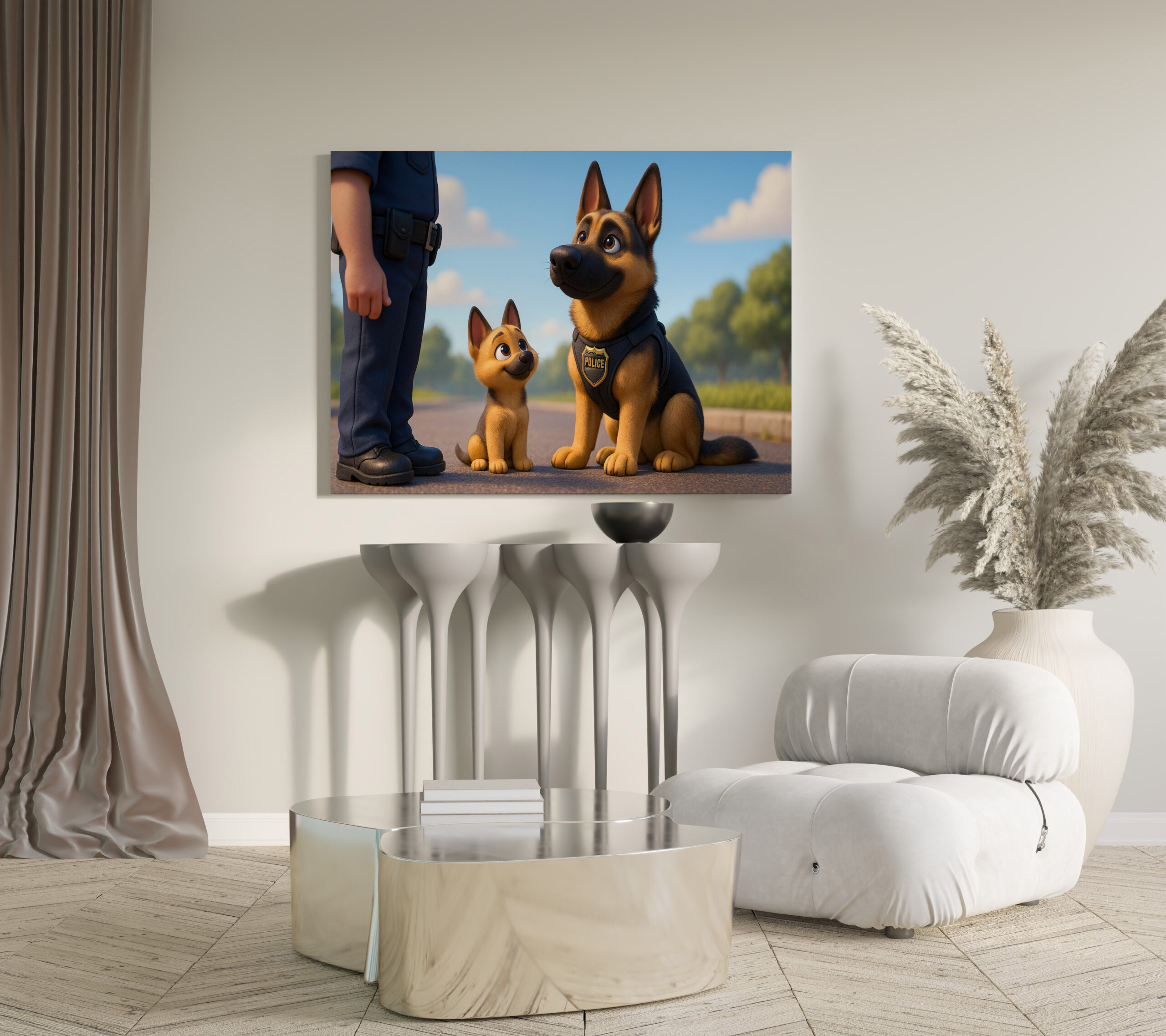 raxxa Canva: Schäferhund und Welpe beim Polizeidienst – Image 2
