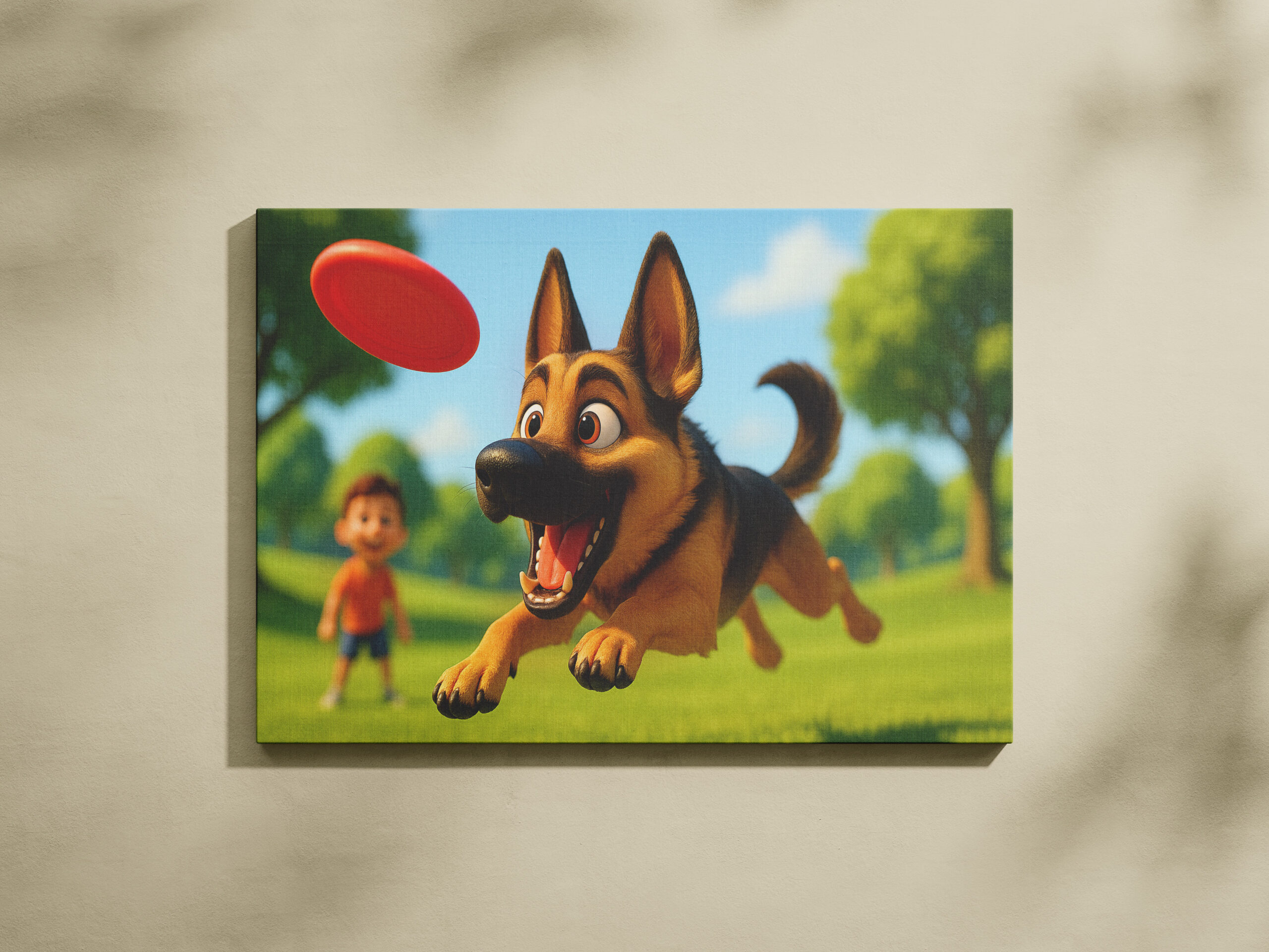raxxa Canva: Schäferhund beim Frisbee fangen - immagine 3