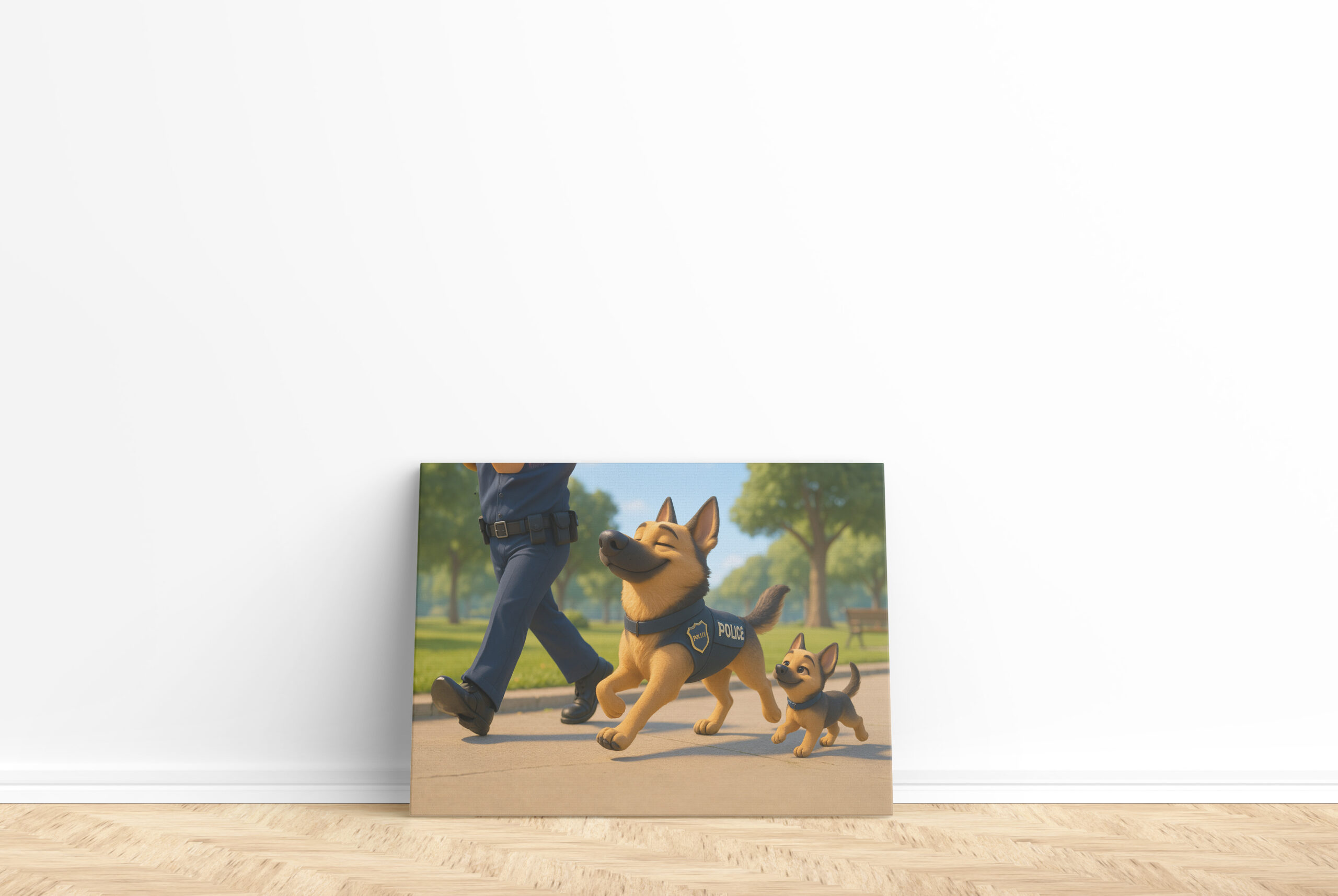 raxxa Canva: Stolzer Schäferhund und Welpe beim Polizeidienst - immagine 2