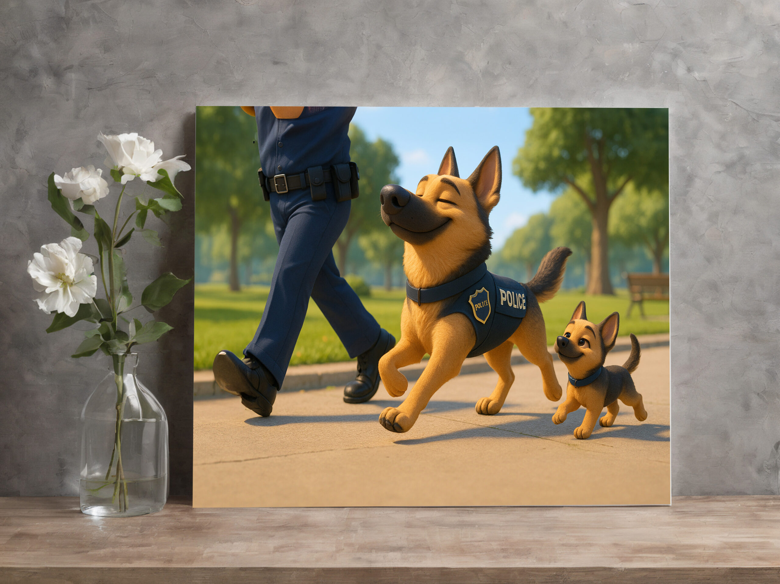 raxxa Canva: Stolzer Schäferhund und Welpe beim Polizeidienst - immagine 3