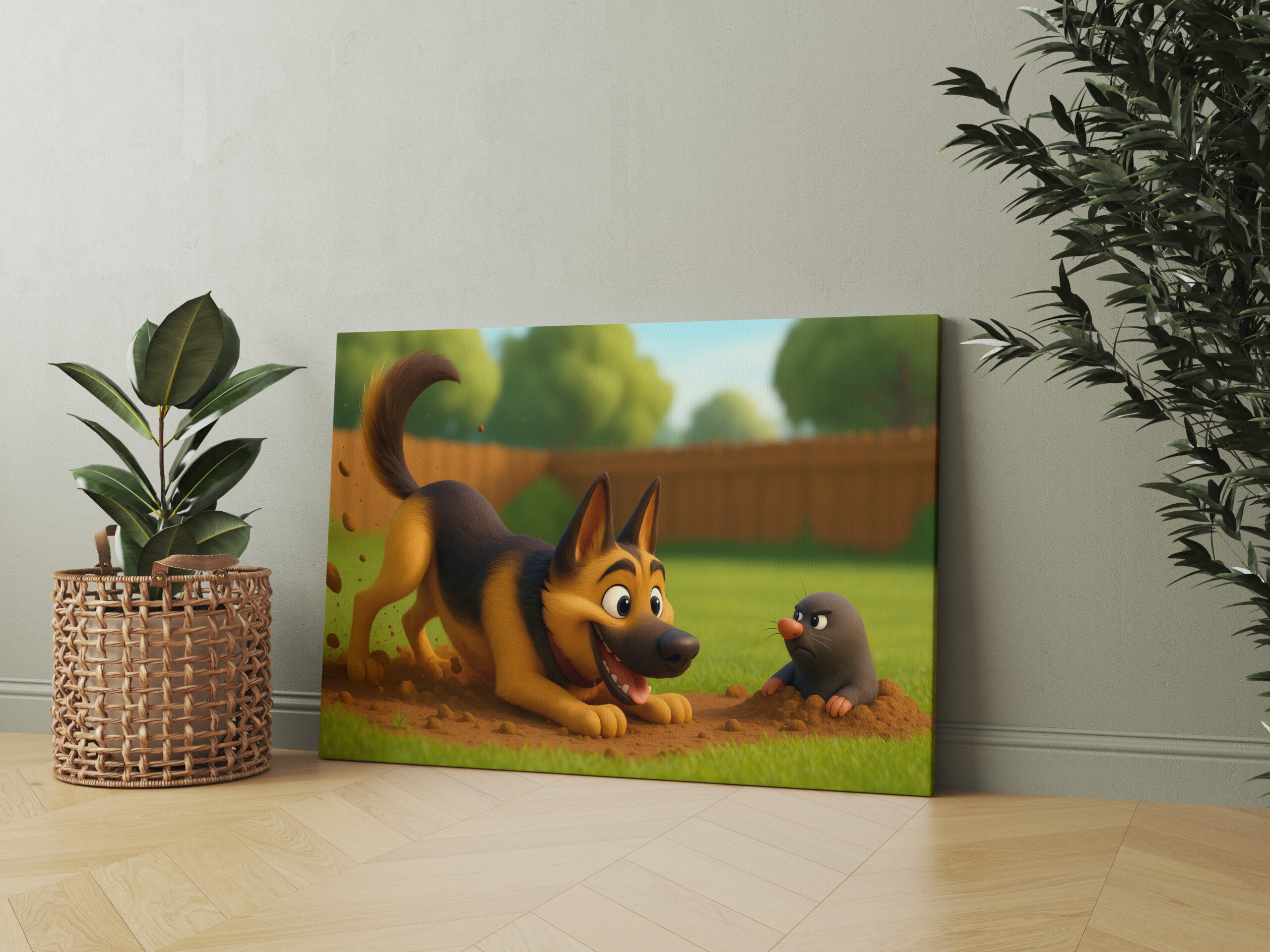 raxxa Canva: Schäferhund und genervter Maulwurf – Image 3