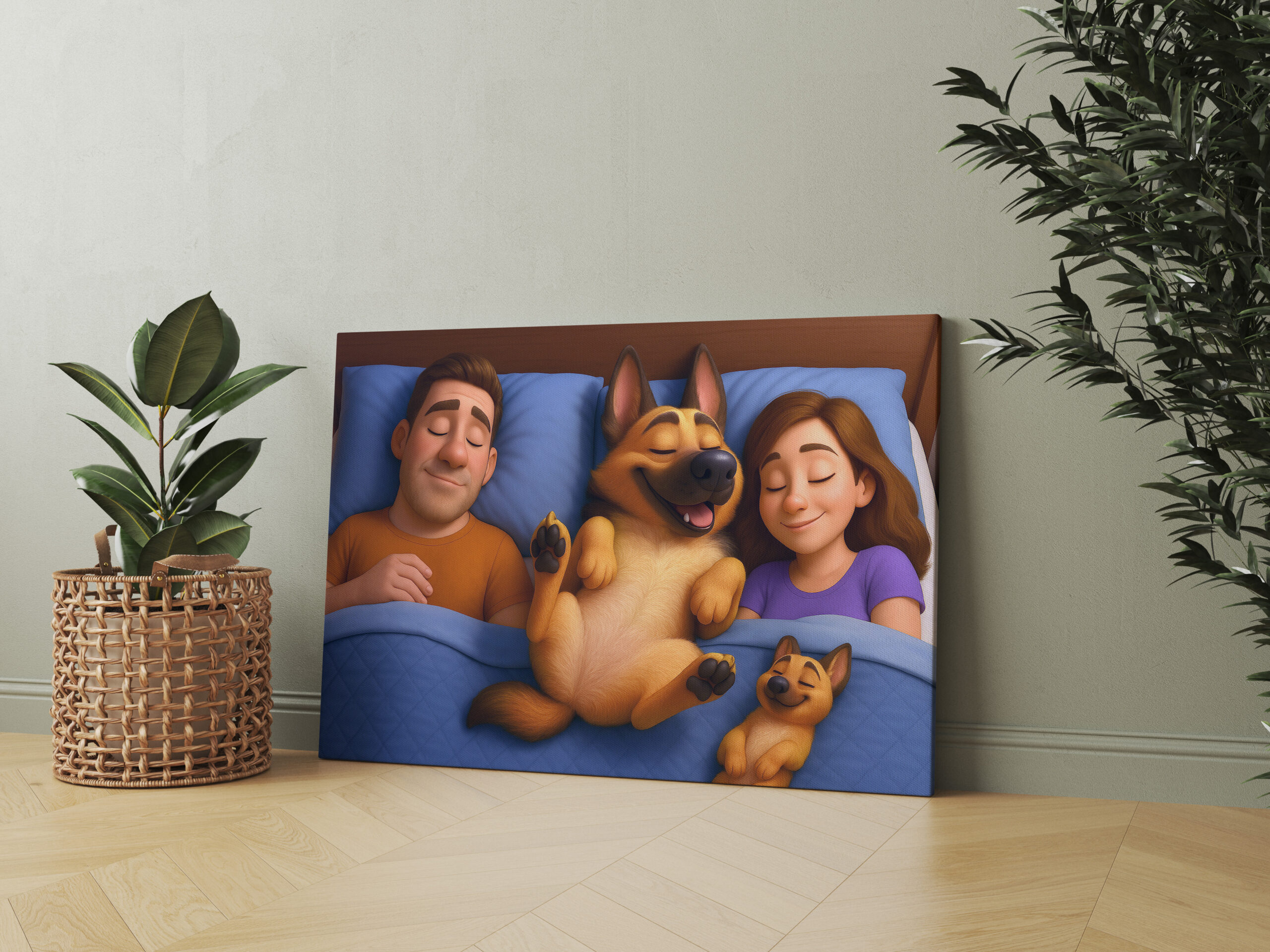 raxxa Canva: Schäferhund im Bett mit seiner Familie - Image 2