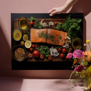raxxa Canva: Arrangement von Lachs mit Gemüse