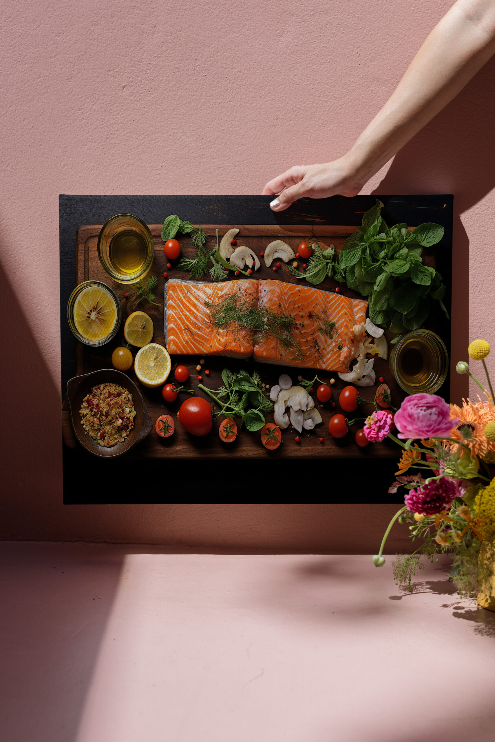 raxxa Canva: Arrangement von Lachs mit Gemüse