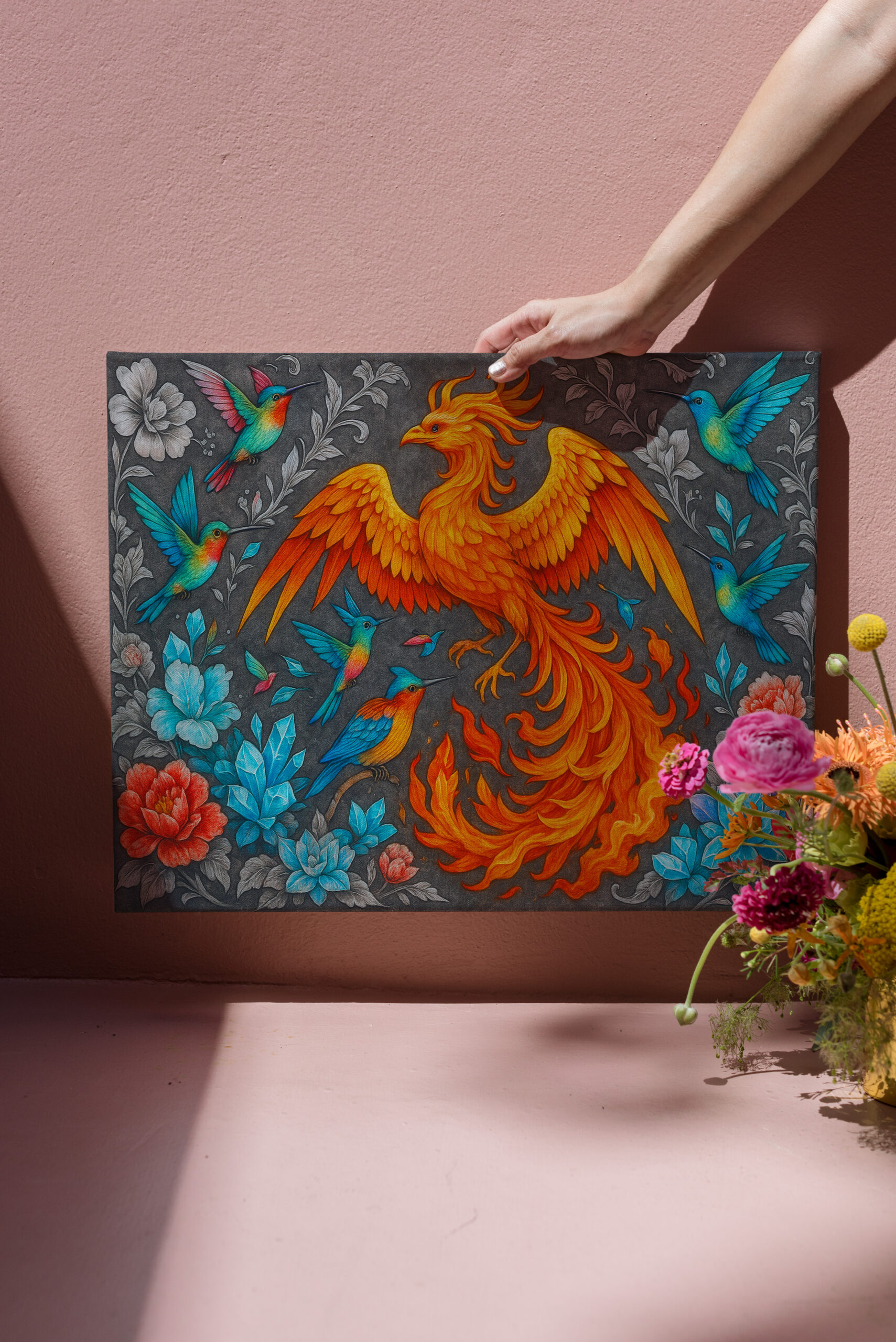 raxxa Canva: Phönix und Kristallkolibris - mystische Wesen