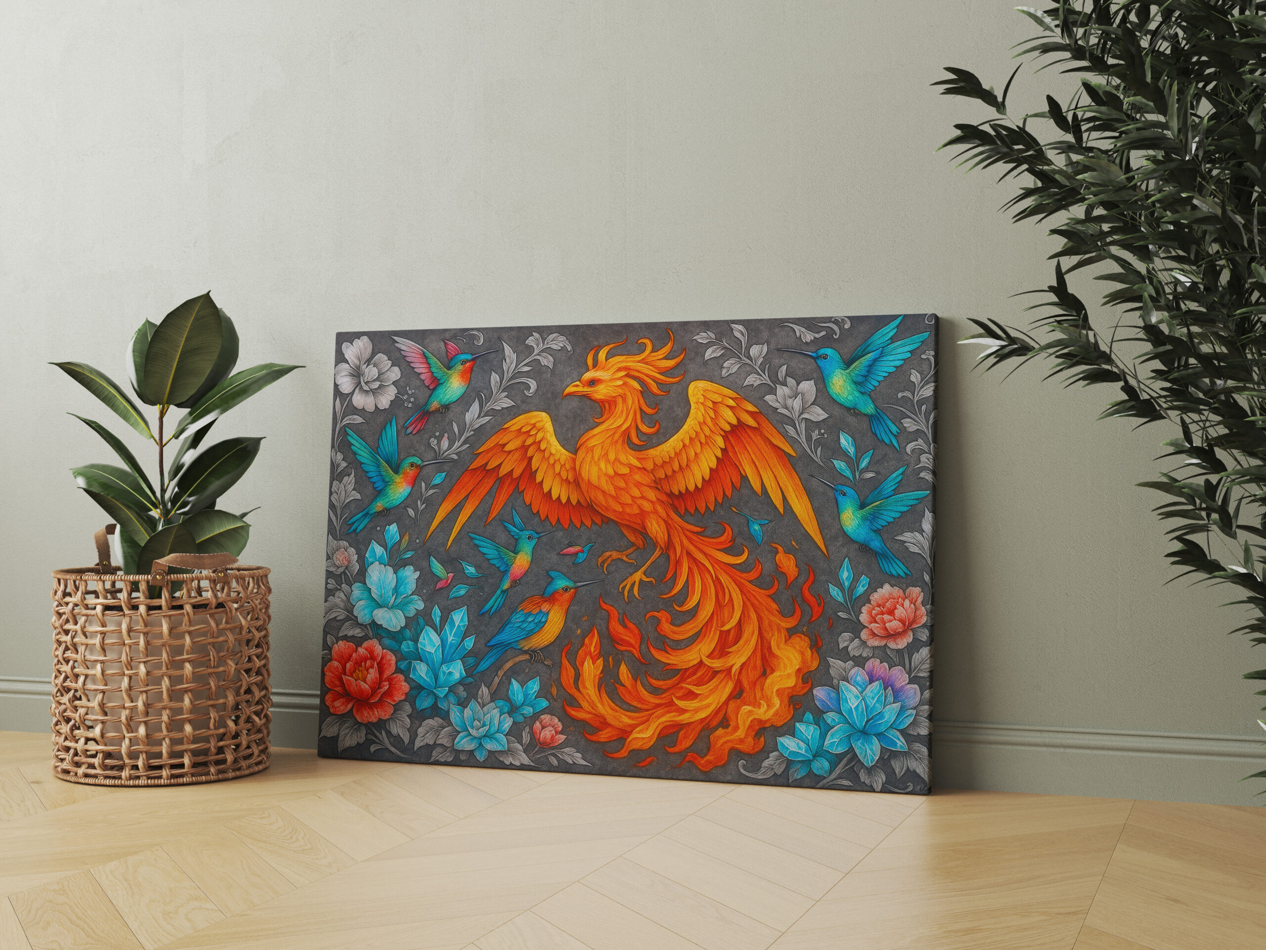 raxxa Canva: Phönix und Kristallkolibris - mystische Wesen - Imagen 2