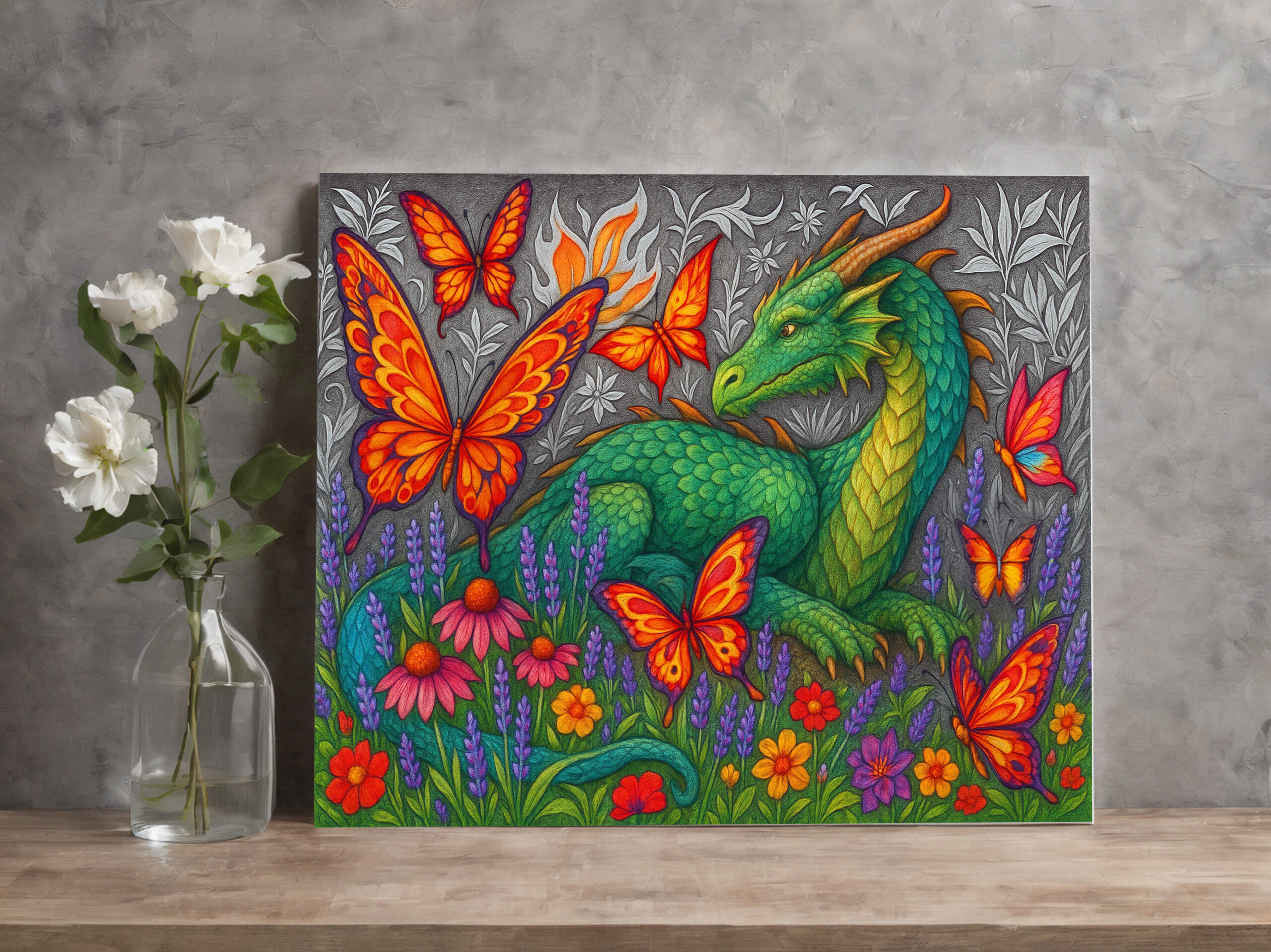 raxxa Canva: Lindwurm und Feuerfalter - mystische Wesen – Bild 3
