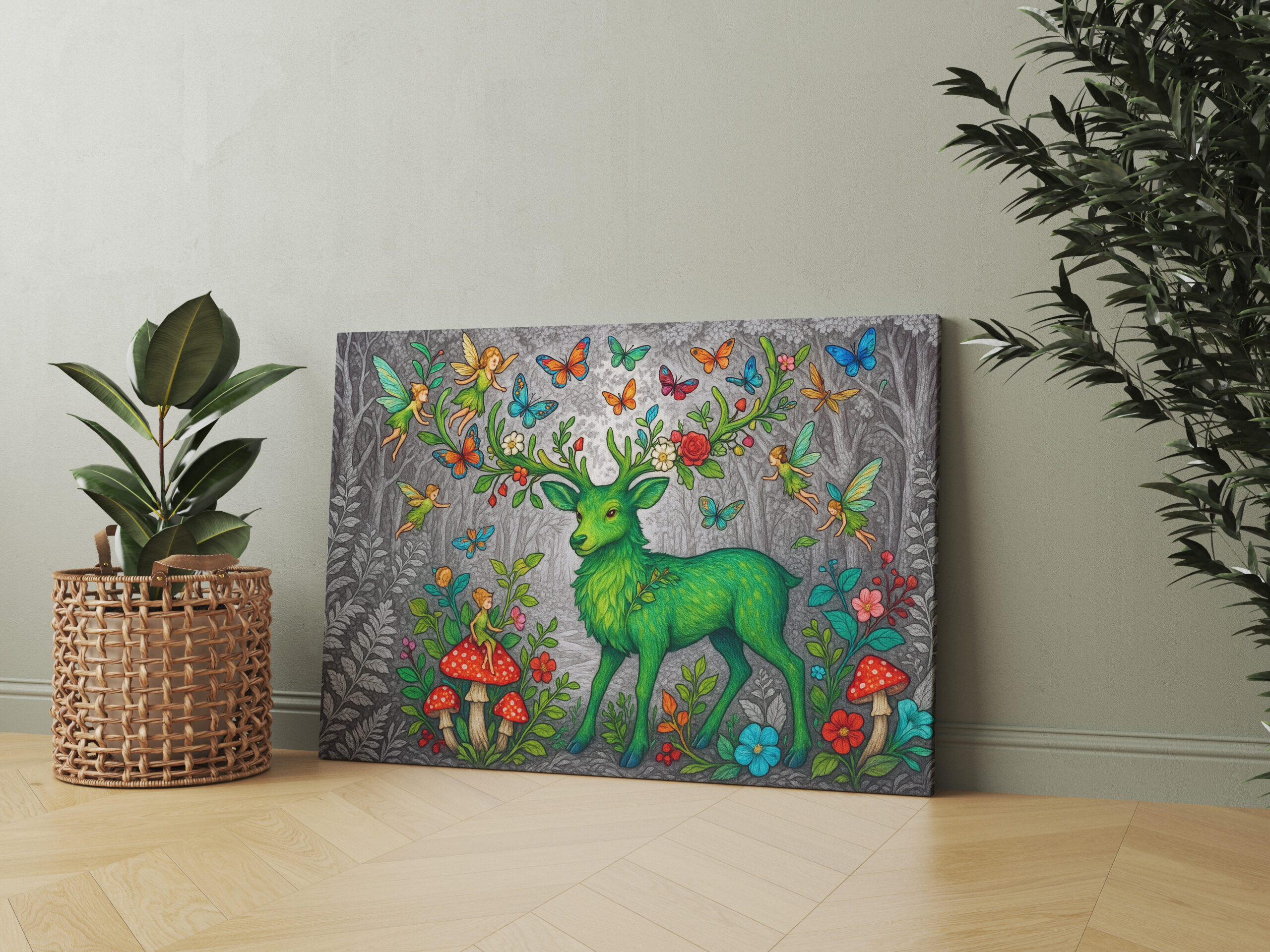 raxxa Canva: Waldgeist und Elfenhirsche - mystische Wesen