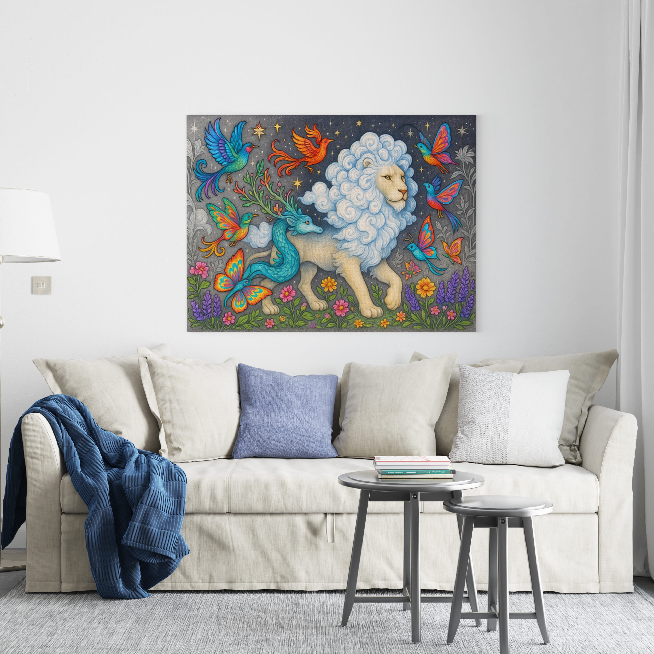 raxxa Canva: Wolkenlöwe und Traumvögel - mystische Wesen - immagine 3