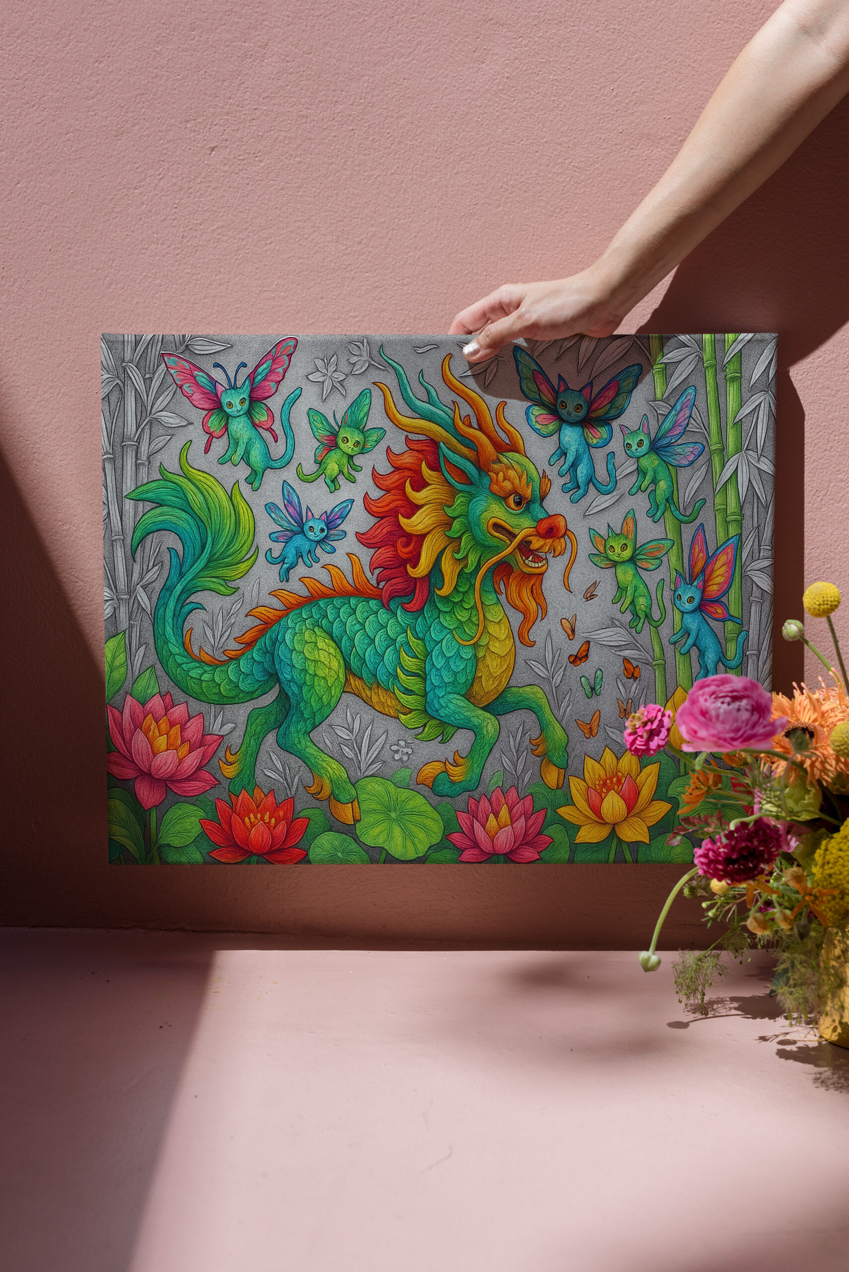 raxxa Canva: Chinesischer Qilin und Libellenkatzen - mystische Wesen – Image 3
