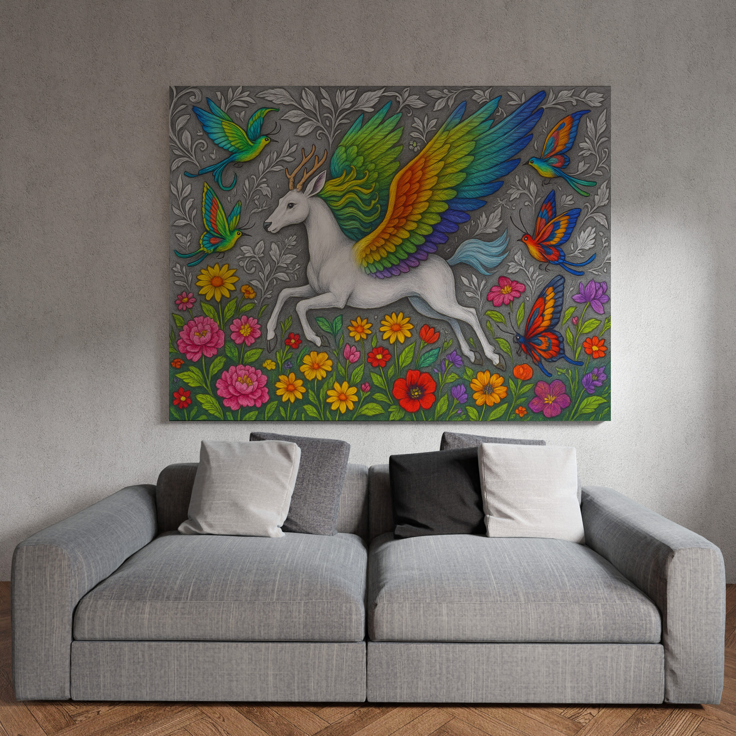 raxxa Canva: Pegasushirsch und Schmetterlingsvögel - mystische Wesen – Image 3