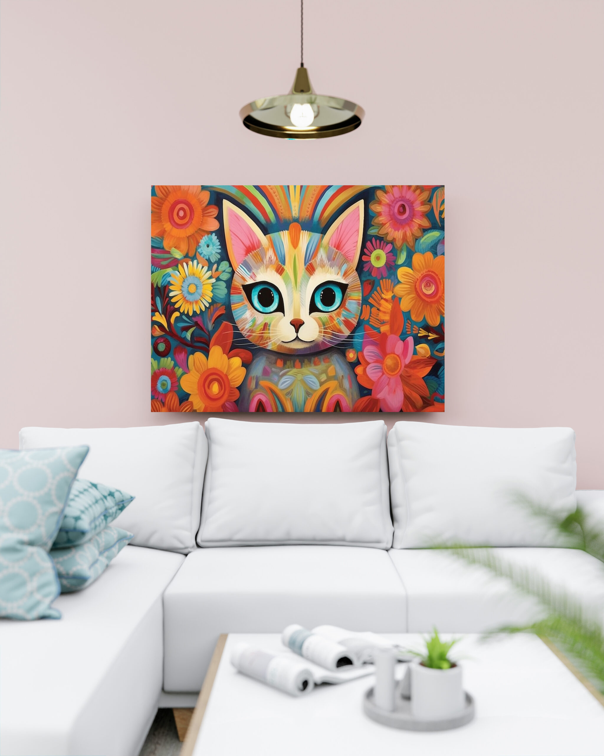 raxxa Canva: Fröhliche Katzenkunst Im Stil von Frieda Kahlo – Bild 2
