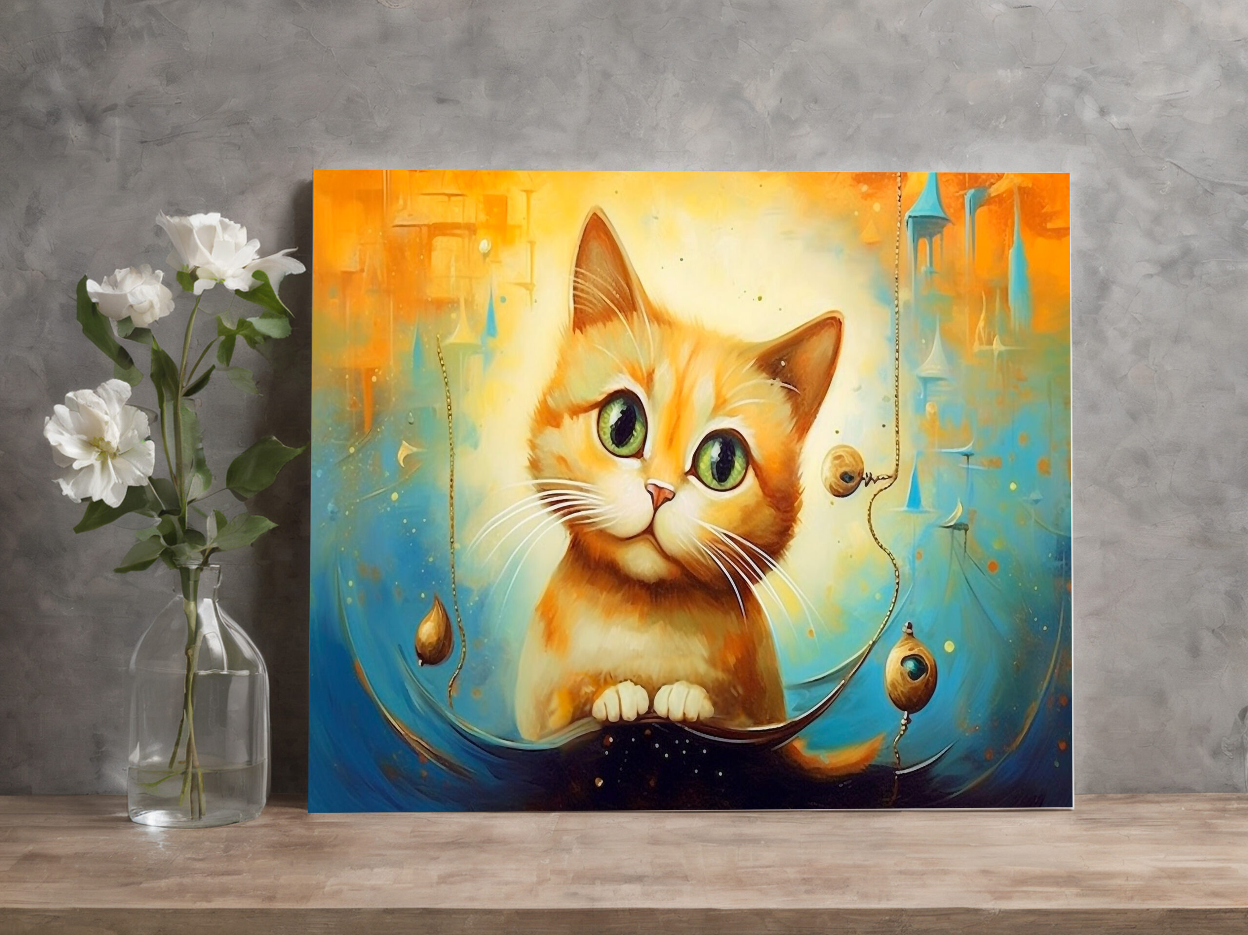 raxxa Canva: Fröhliche Katzenkunst im Stil von Salvador Dali