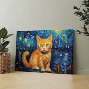 raxxa Canva: Drollige Katzenkunst Im Stil von Vincent van Gogh