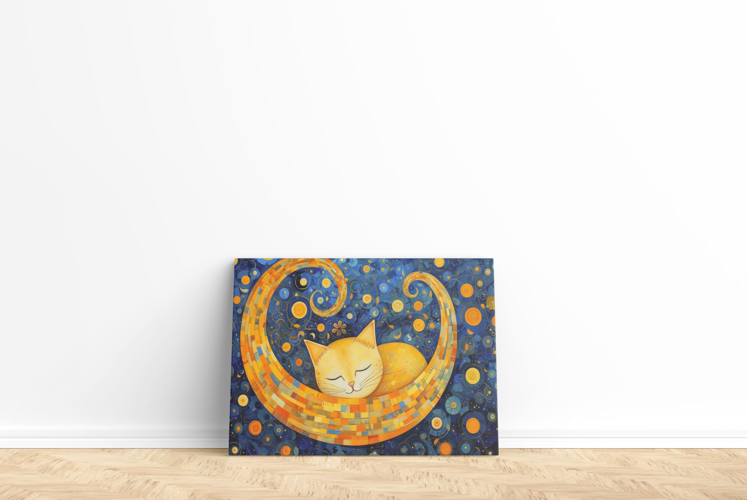 raxxa Canva: Fröhliche Katzenkunst Im Stil von Gustav Klimt – Image 2