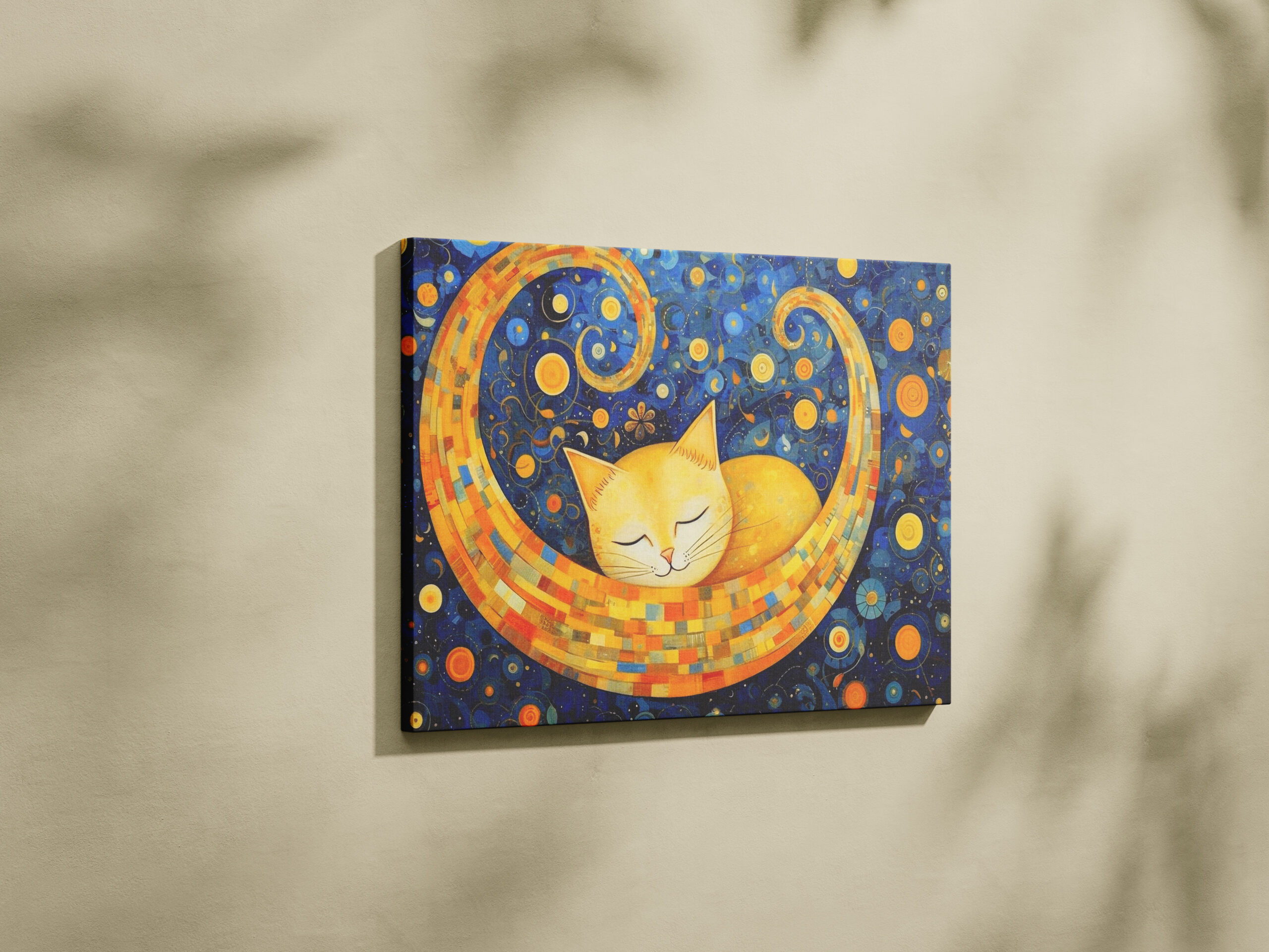 raxxa Canva: Fröhliche Katzenkunst Im Stil von Gustav Klimt – Image 3