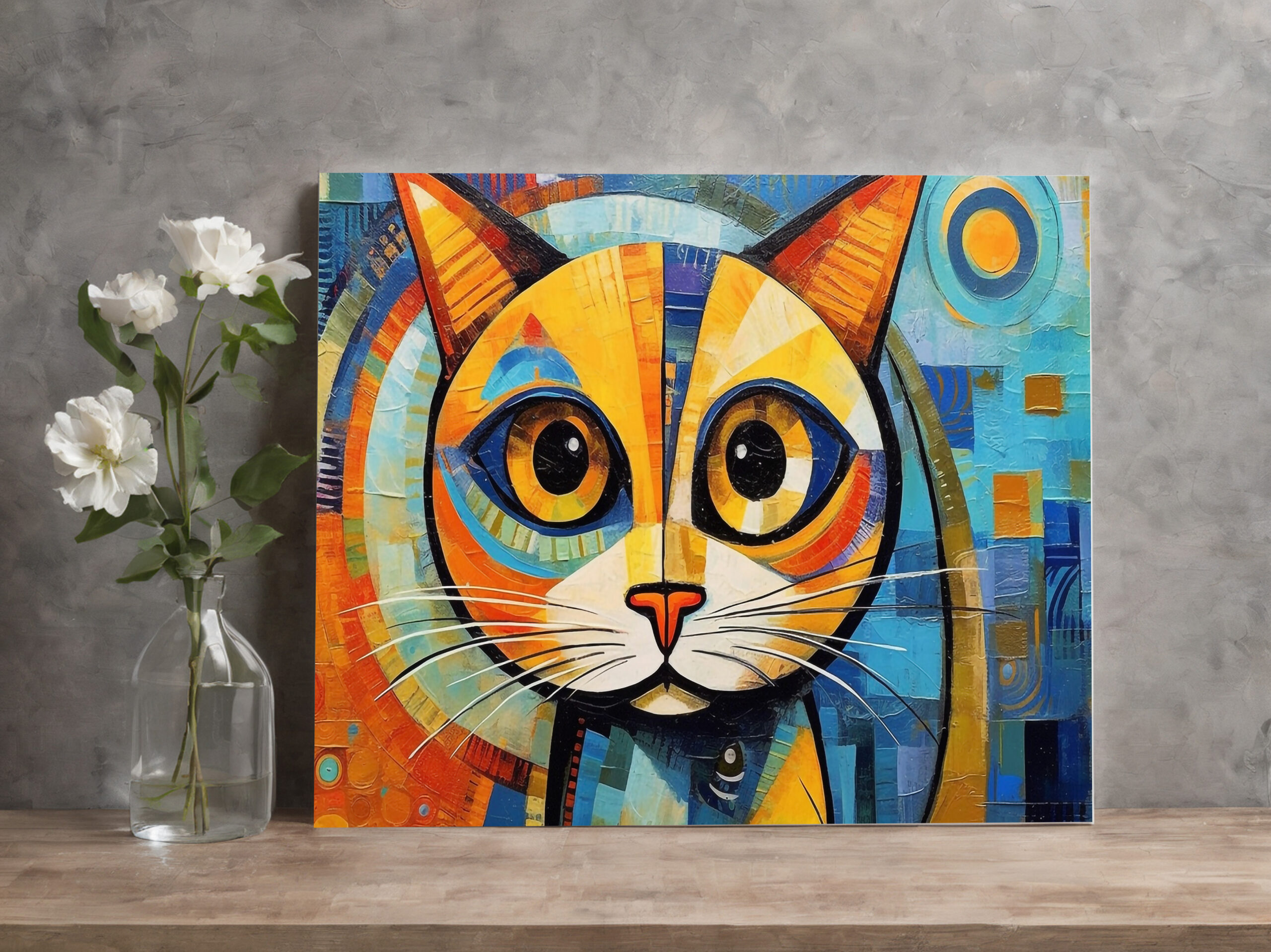 raxxa Canva: Fröhliche Katzenkunst Im Stil von Pablo Picasso