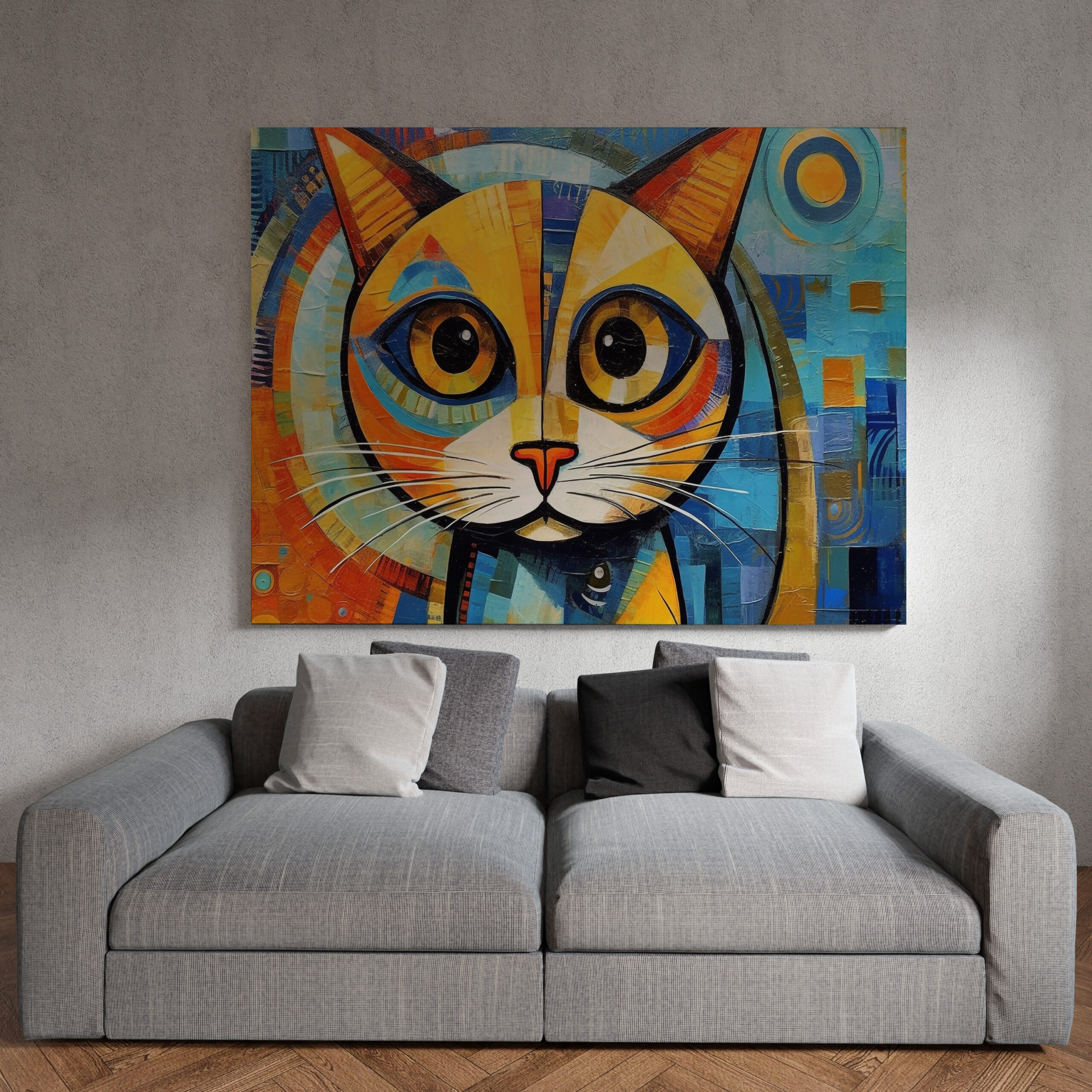 raxxa Canva: Fröhliche Katzenkunst Im Stil von Pablo Picasso – Image 2