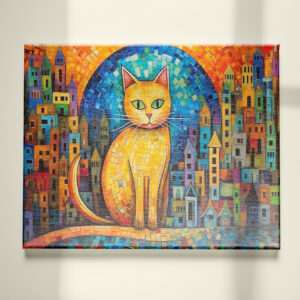 raxxa Canva: Fröhliche Katzenkunst Im Stil von Friedensreich Hundertwasser