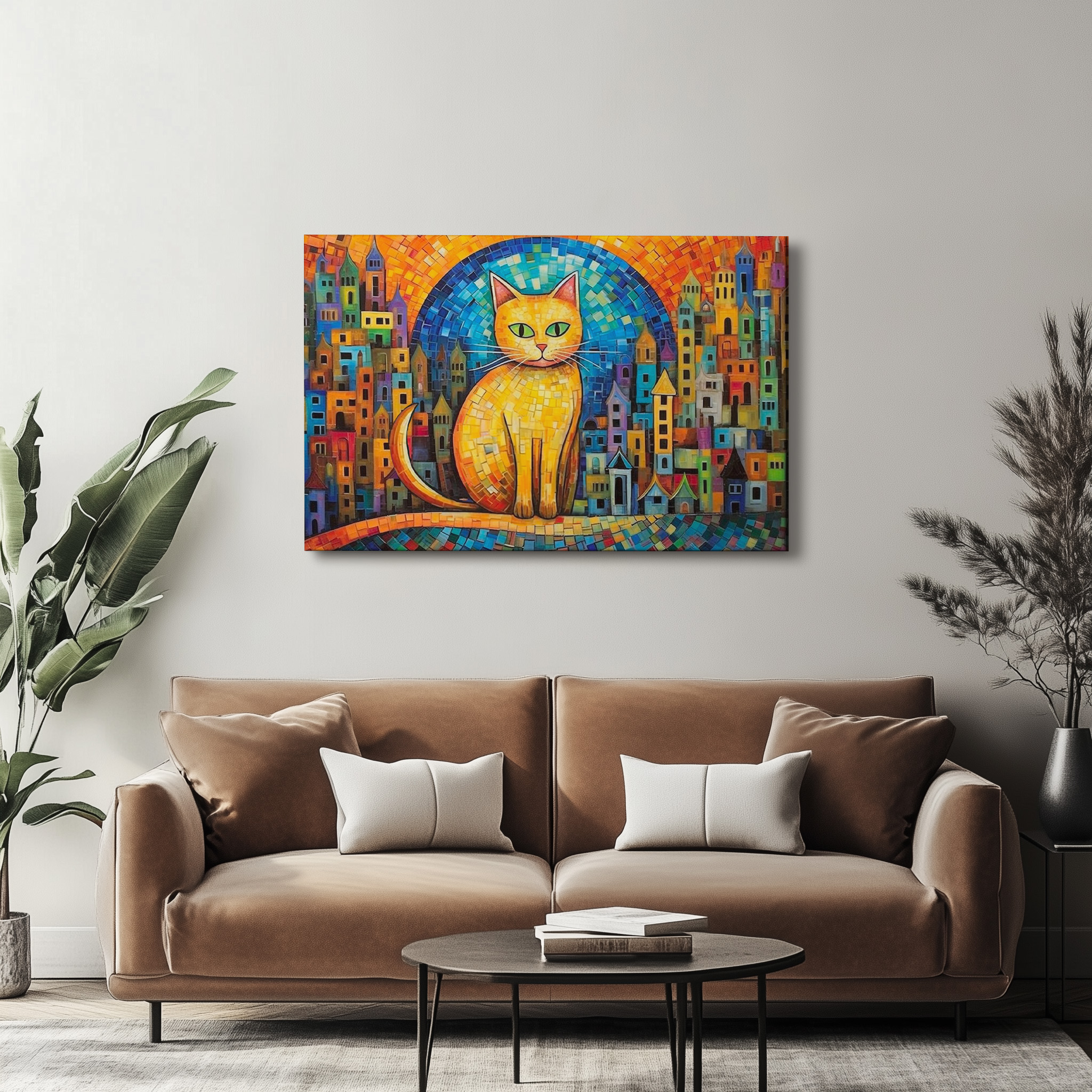 raxxa Canva: Fröhliche Katzenkunst Im Stil von Friedensreich Hundertwasser – Image 3