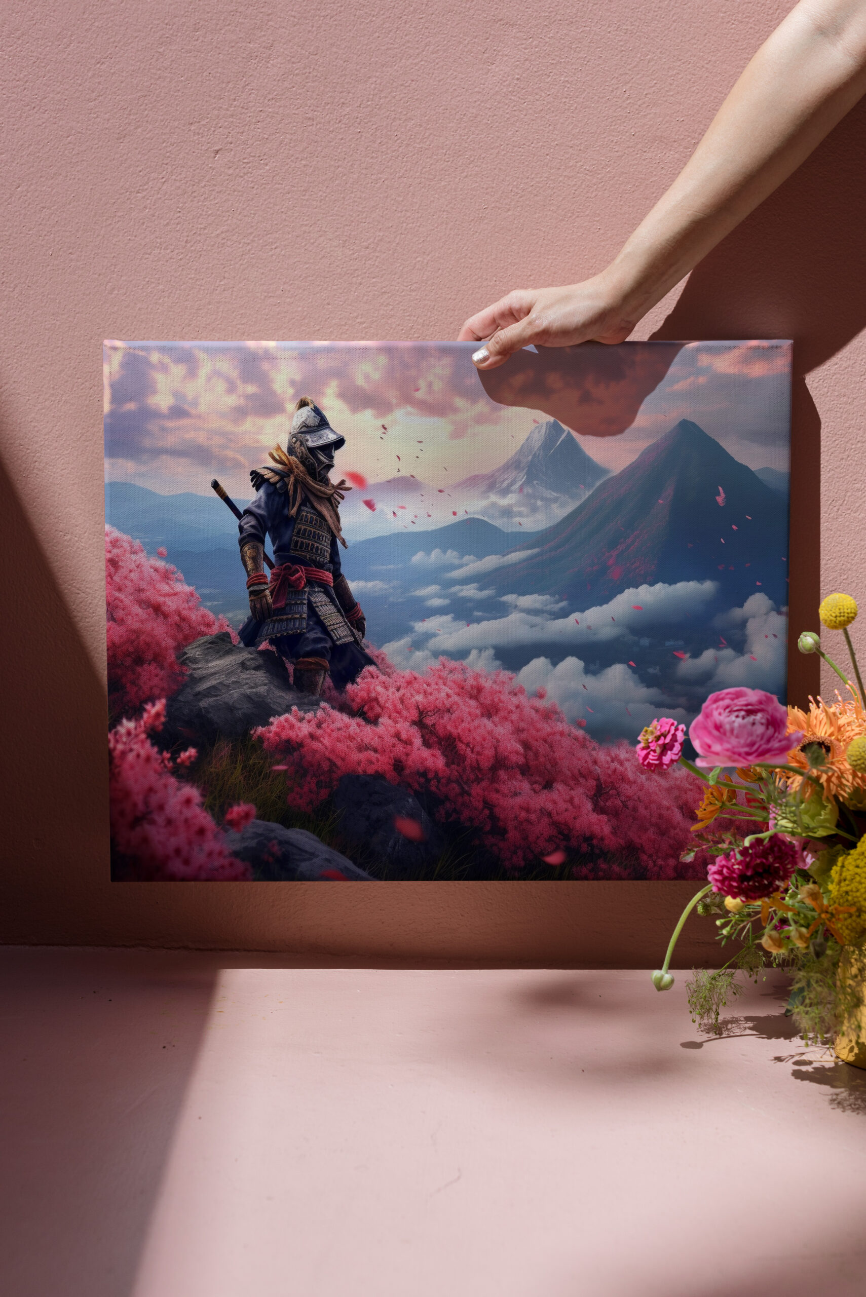 raxxa Canva: Samurai Krieger in Rüstung in den Bergen