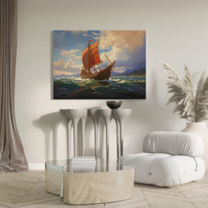 raxxa Canva: Wikingerschiff an der Küste