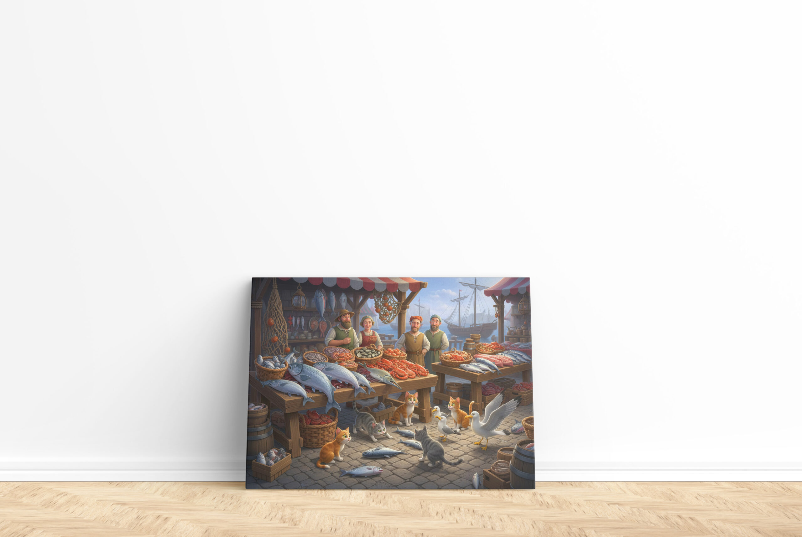 raxxa Canva: Fischmarkt im Mittelalter - Katzen und Möwen warten schon – Image 3