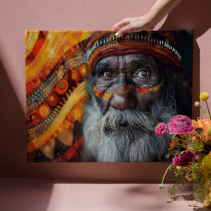 raxxa Canva: Aborigines Mann mit Kunst
