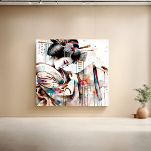 raxxa Canva: Modern Geisha Dancer With Floral Kimono