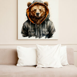raxxa Canva: Watercolor Grizzly Bear in Hoodie