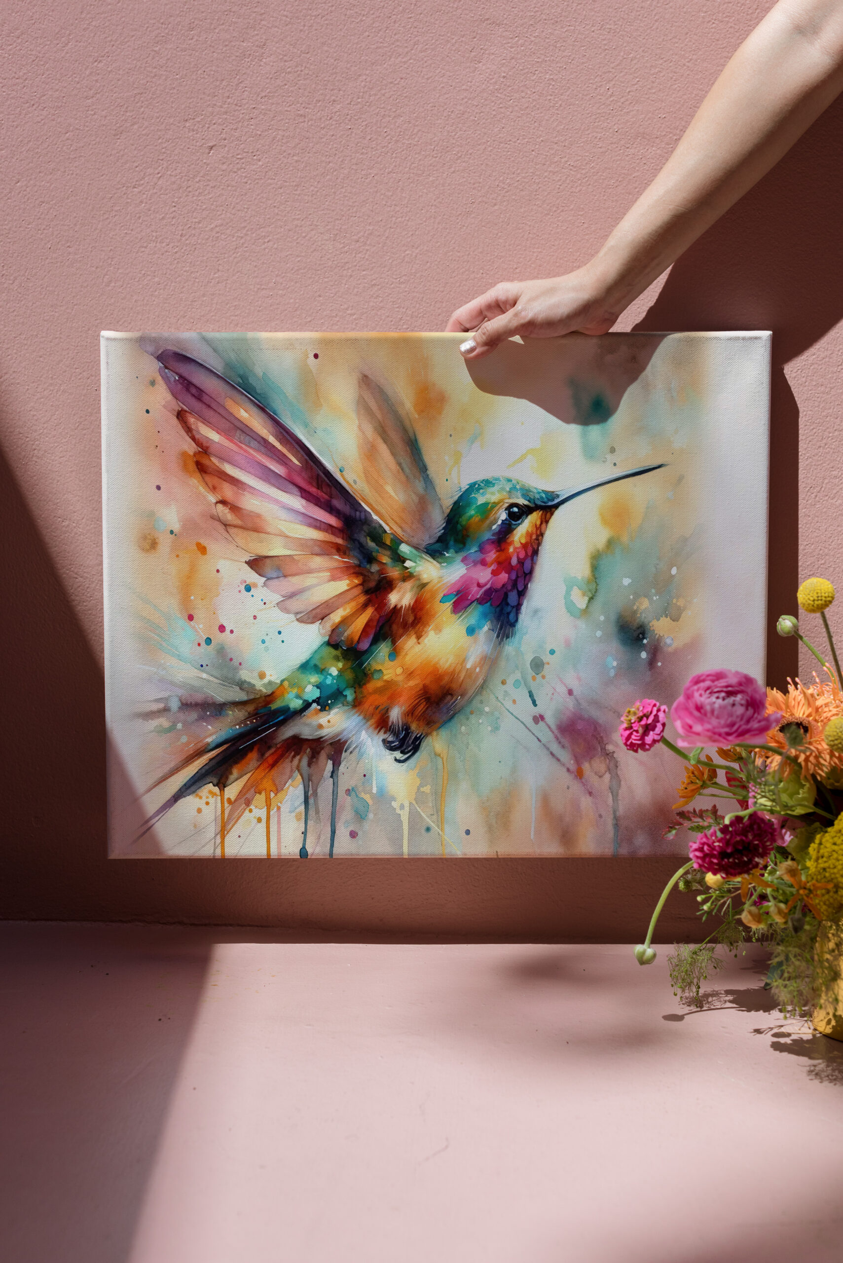 raxxa Canva: Iridescent Hummingbird Mid Flight