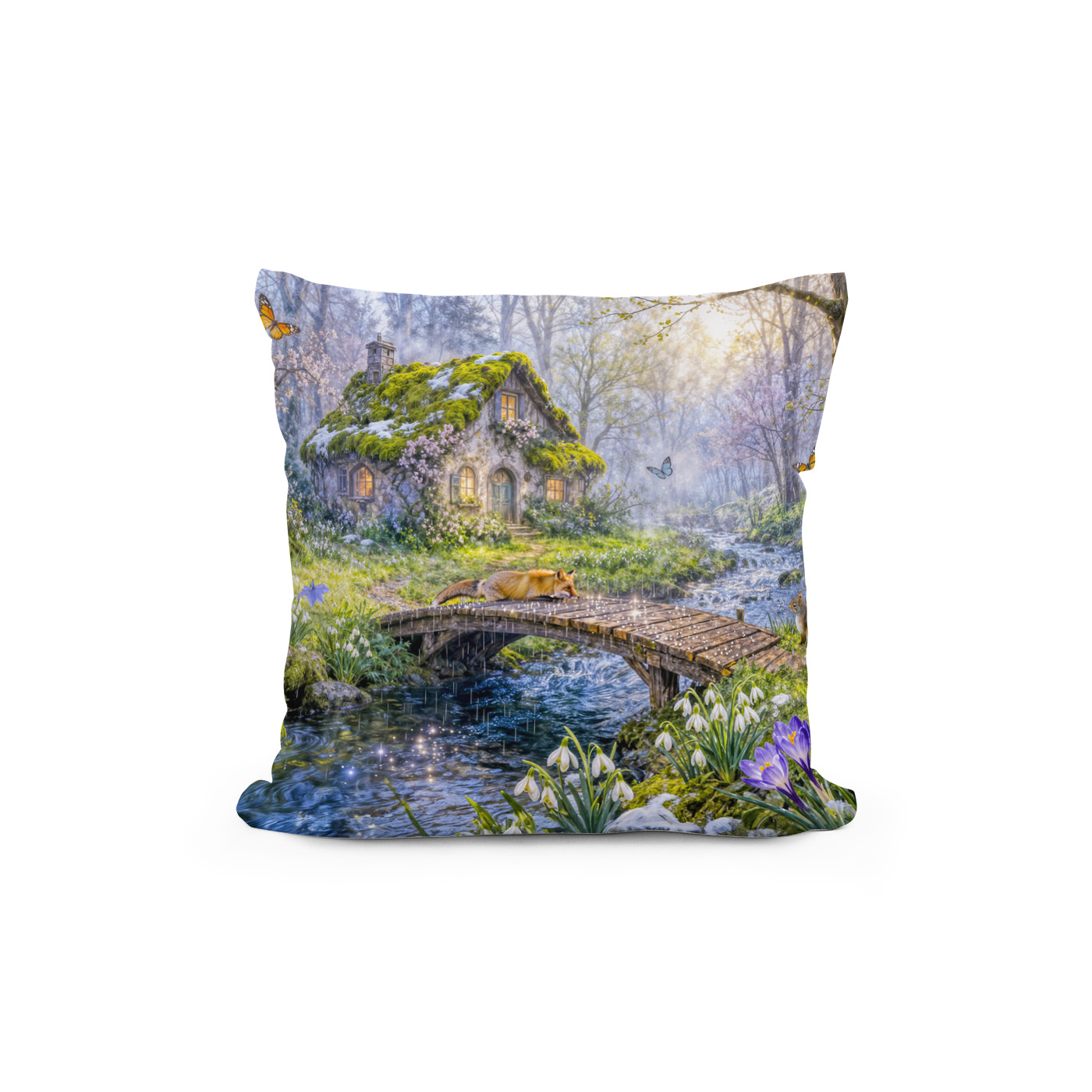 Kissen: Spring Cottage by the Forest Stream – Bild 2