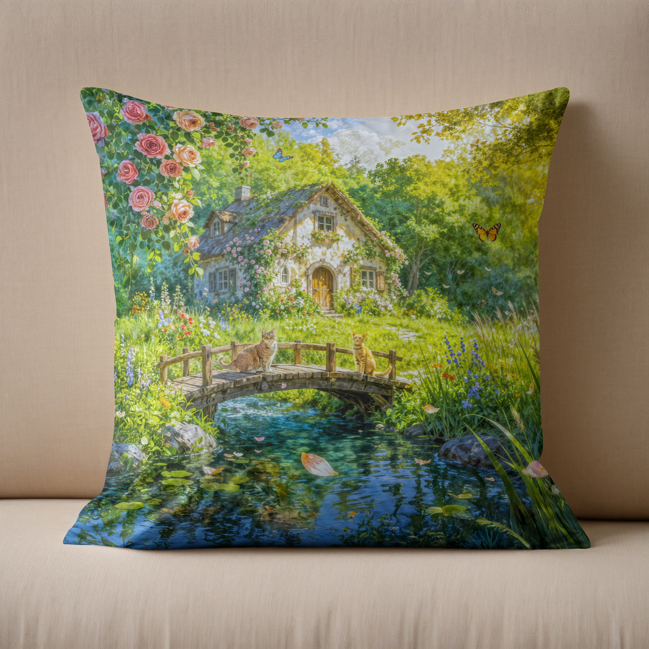 Kissen: Rose Petal Cottage by the Wildbrook