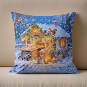 Kissen: Gingerbread Cottage in the Snow
