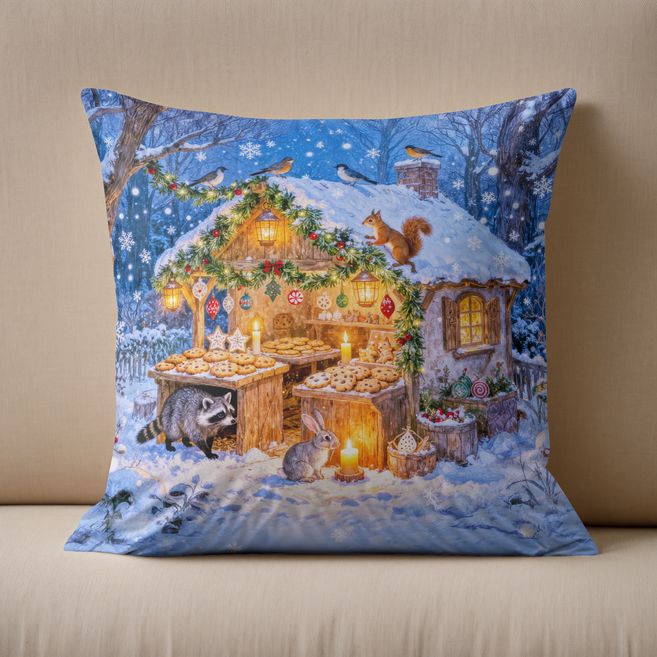Kissen: Gingerbread Cottage in the Snow