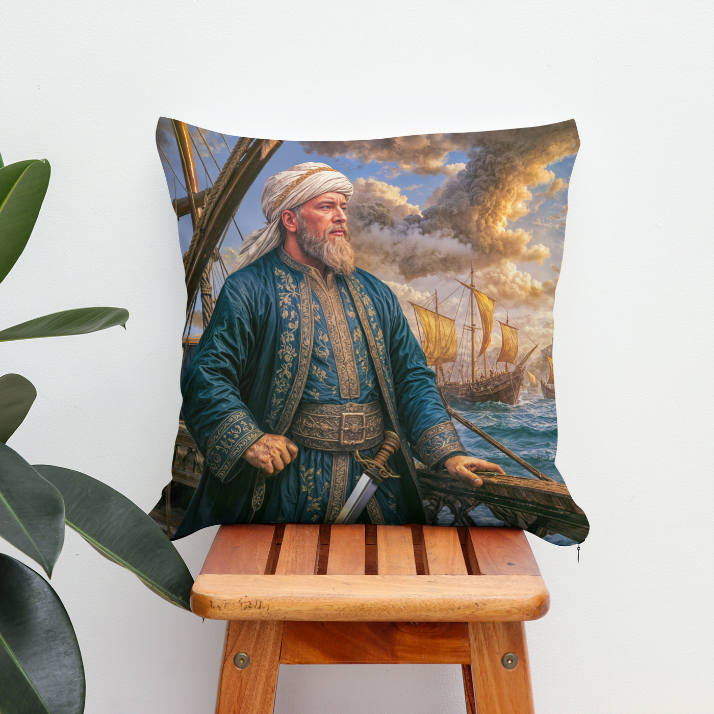 Kissen: Hayreddin Barbarossa Naval Commander Portrait