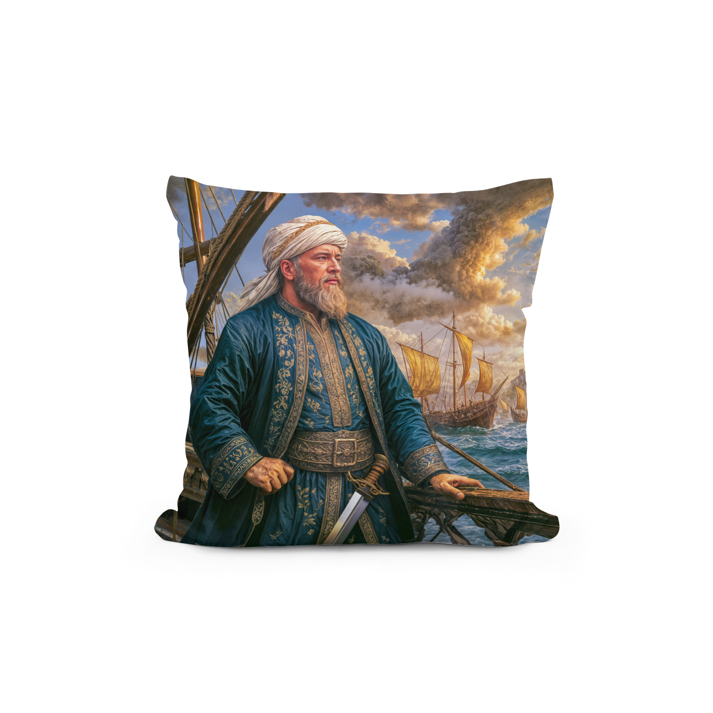 Kissen: Hayreddin Barbarossa Naval Commander Portrait – Image 2