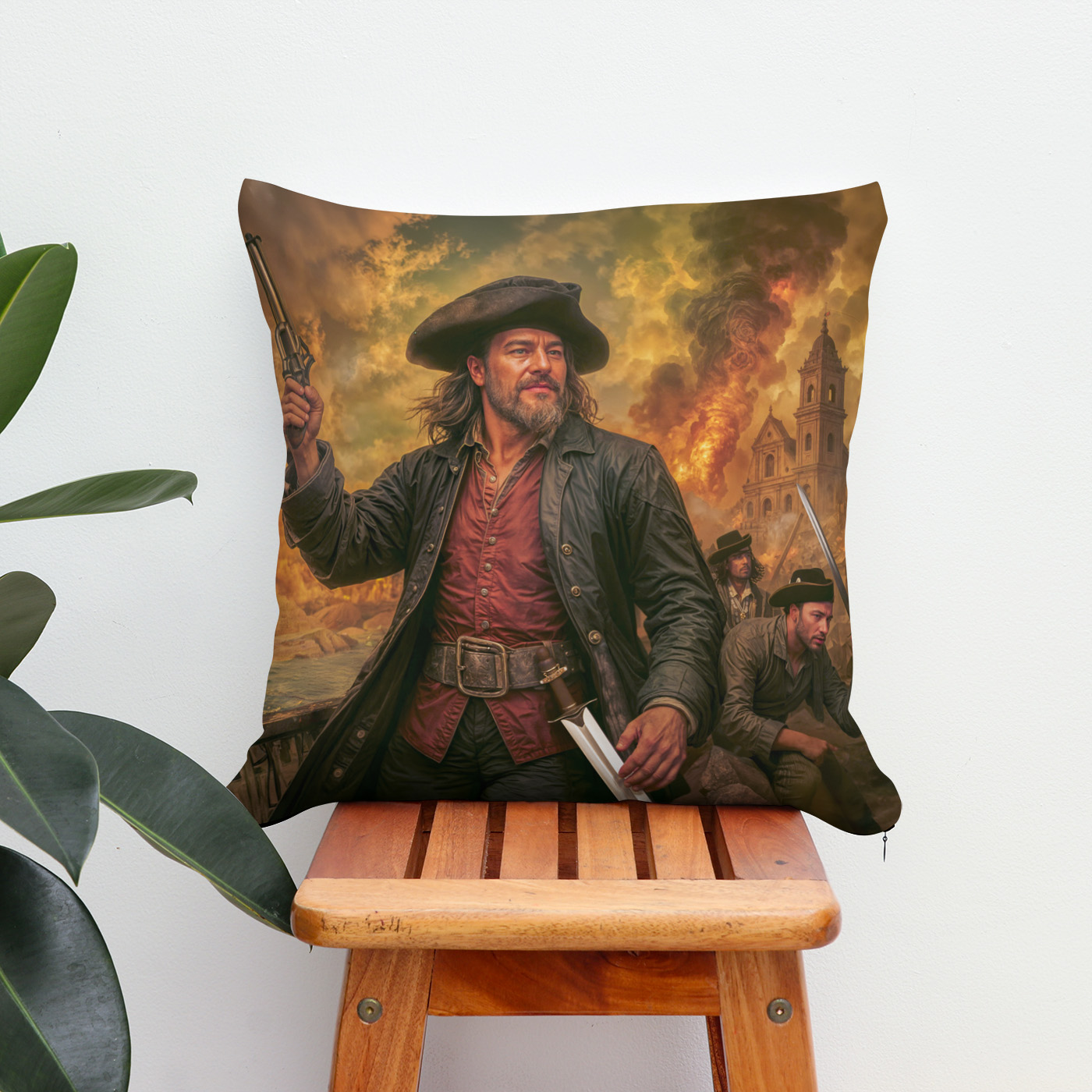 Kissen: Henry Morgan Pirate Battle Portrait