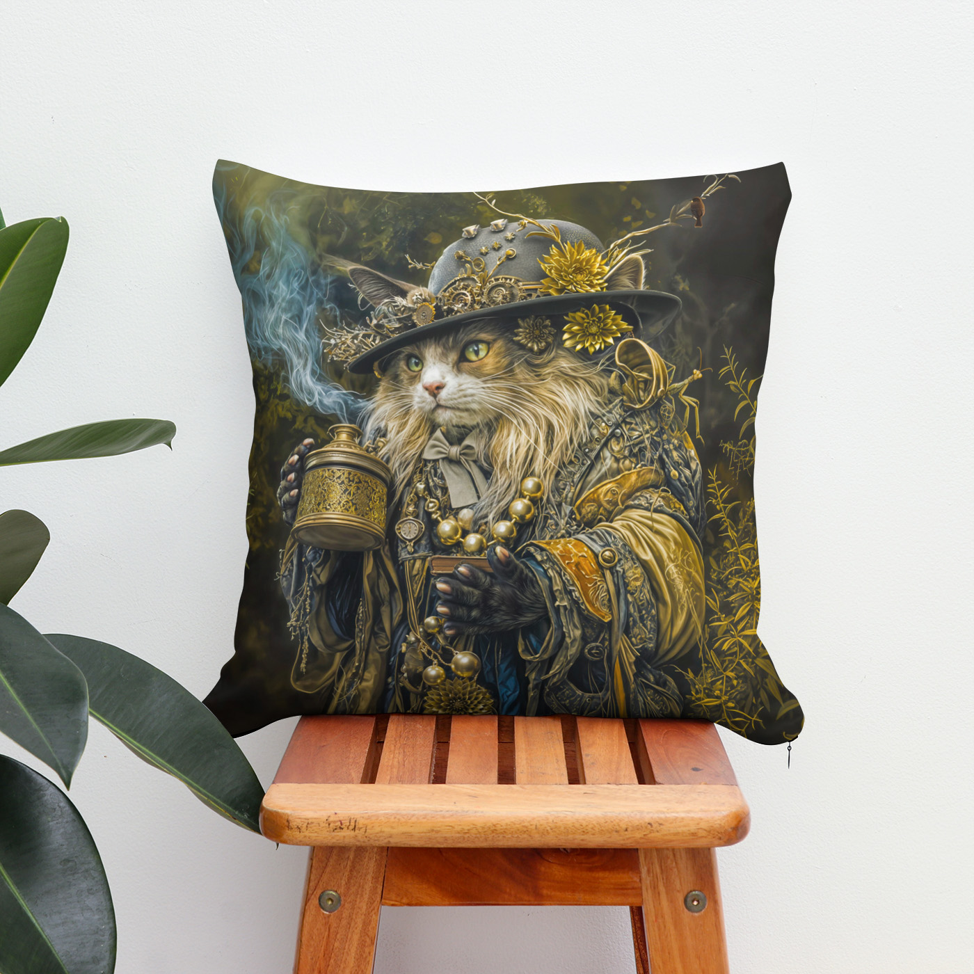 Kissen: Enchanted woodland alchemist cat