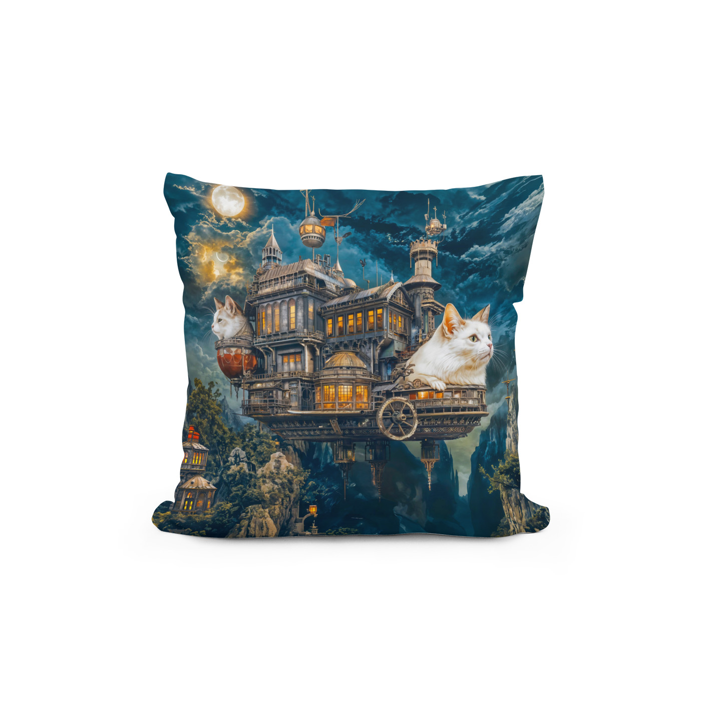 Kissen: Flying castle cats Steampunk night - immagine 2