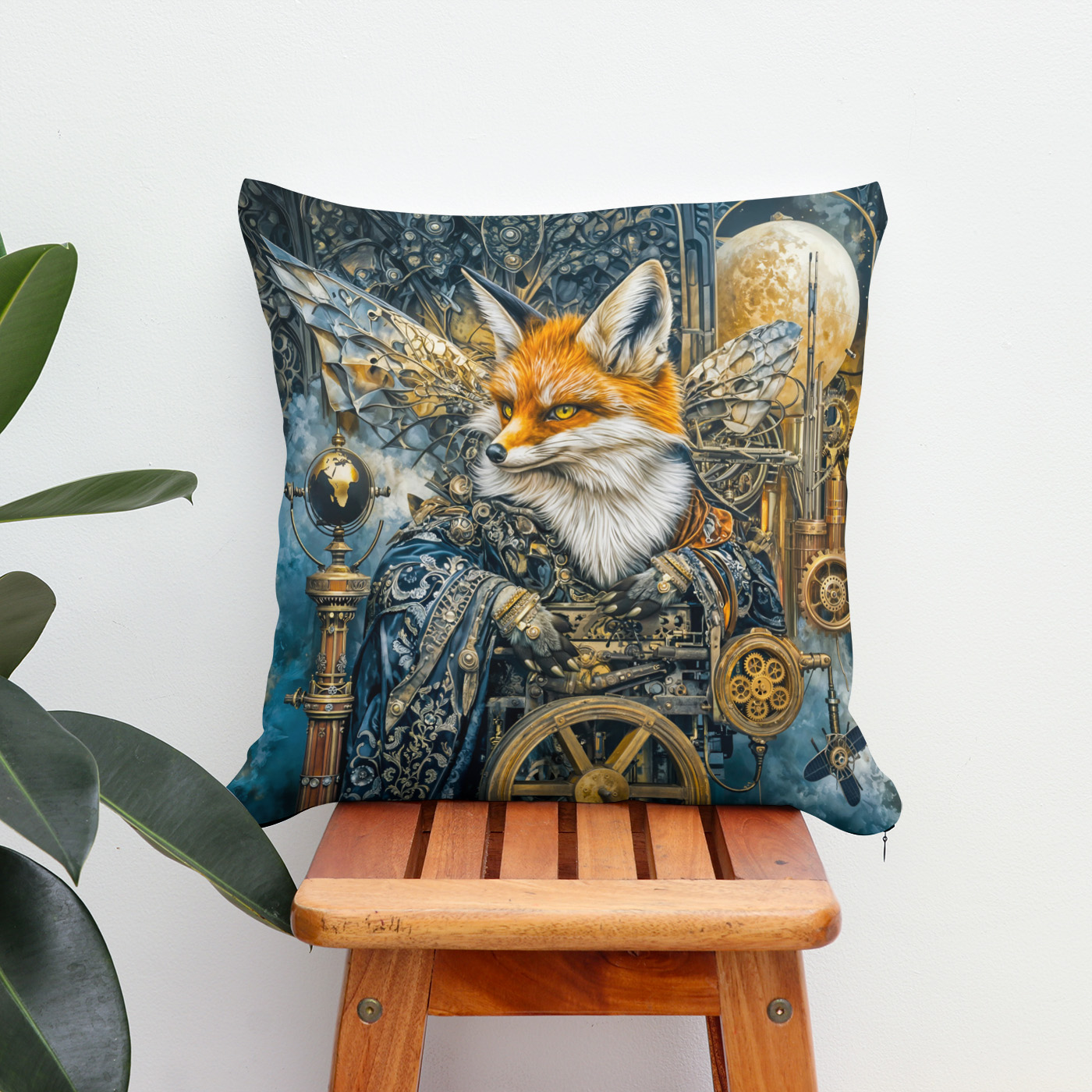 Kissen: Steampunk fog fox – Bild 2
