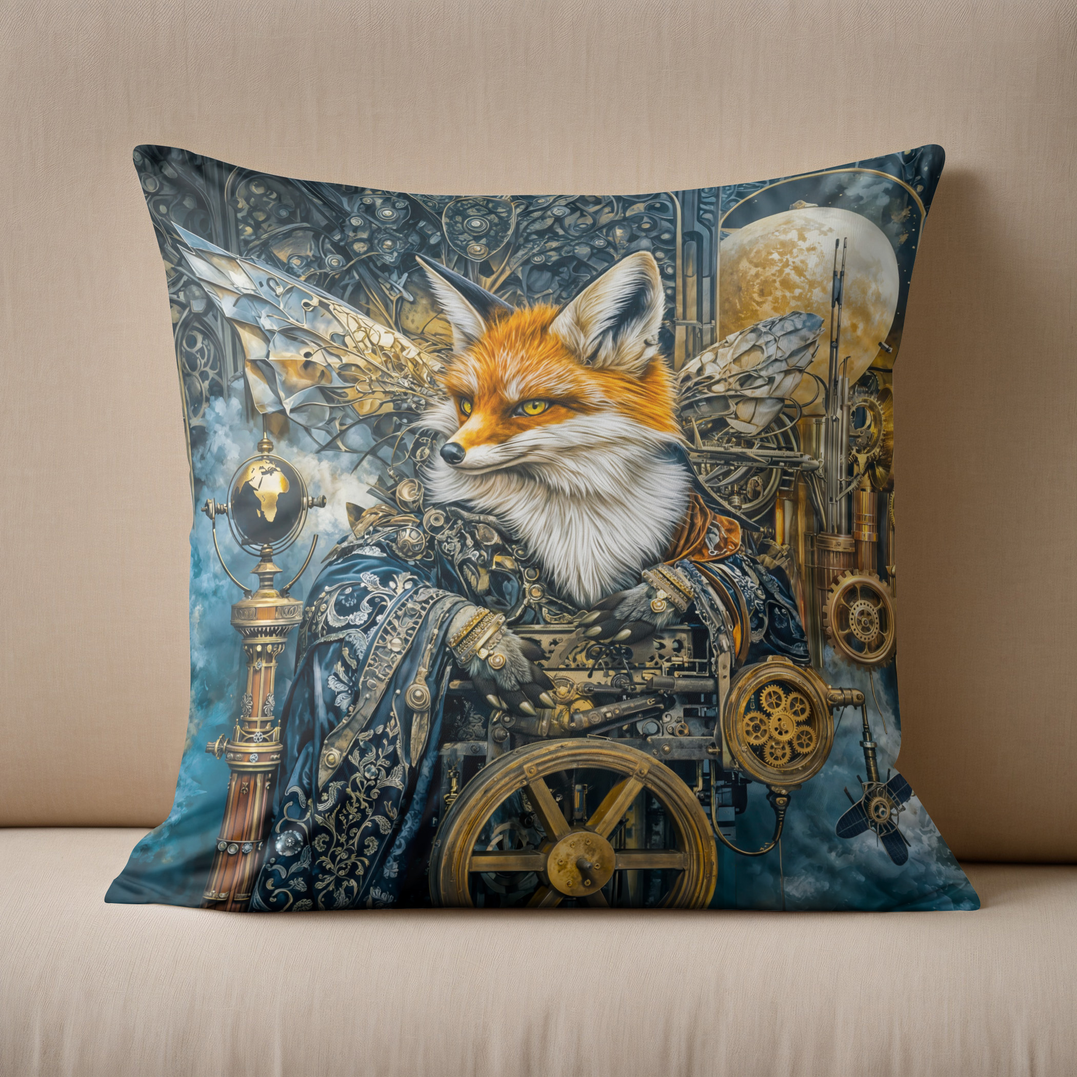 Kissen: Steampunk fog fox