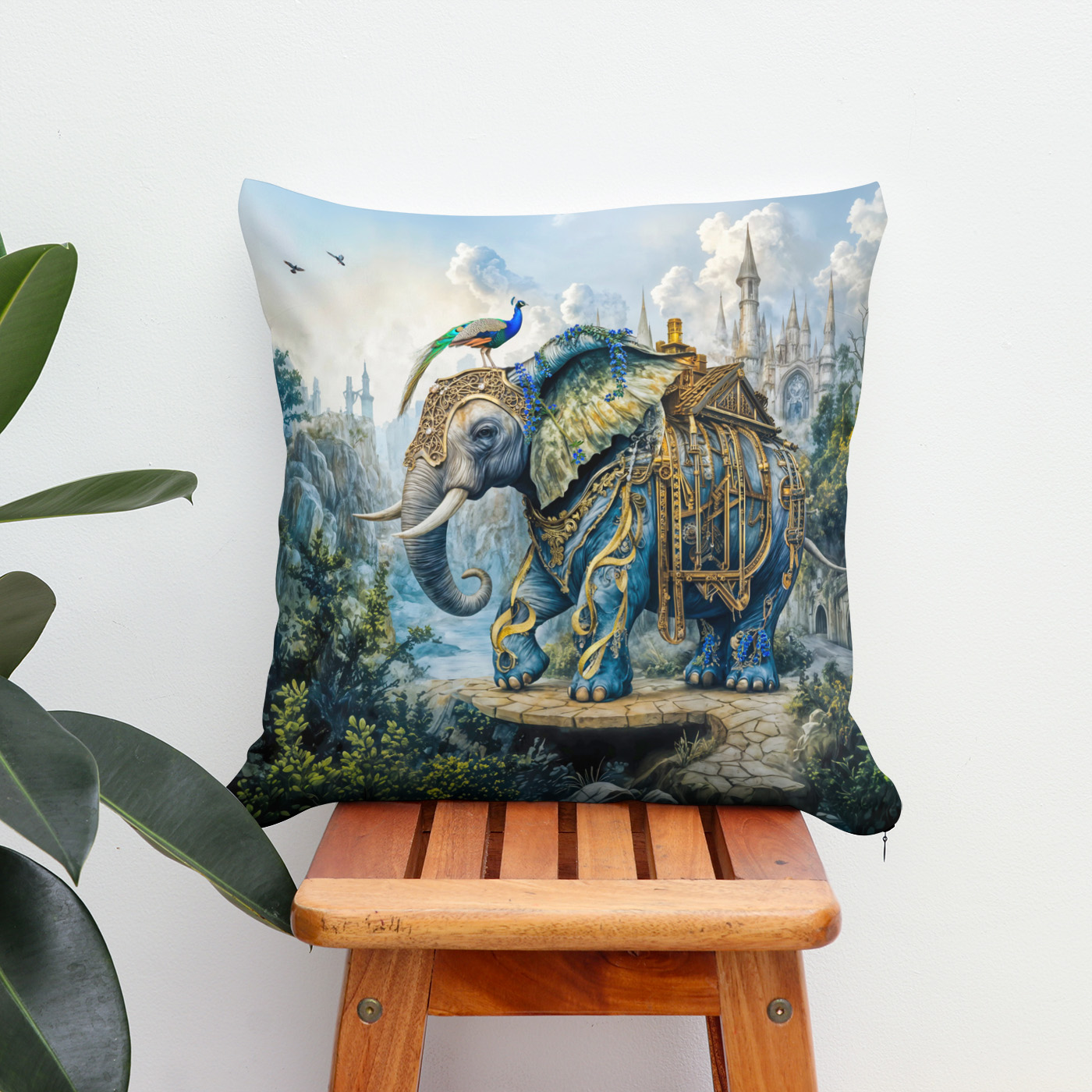 Kissen: Steampunk floral elephant