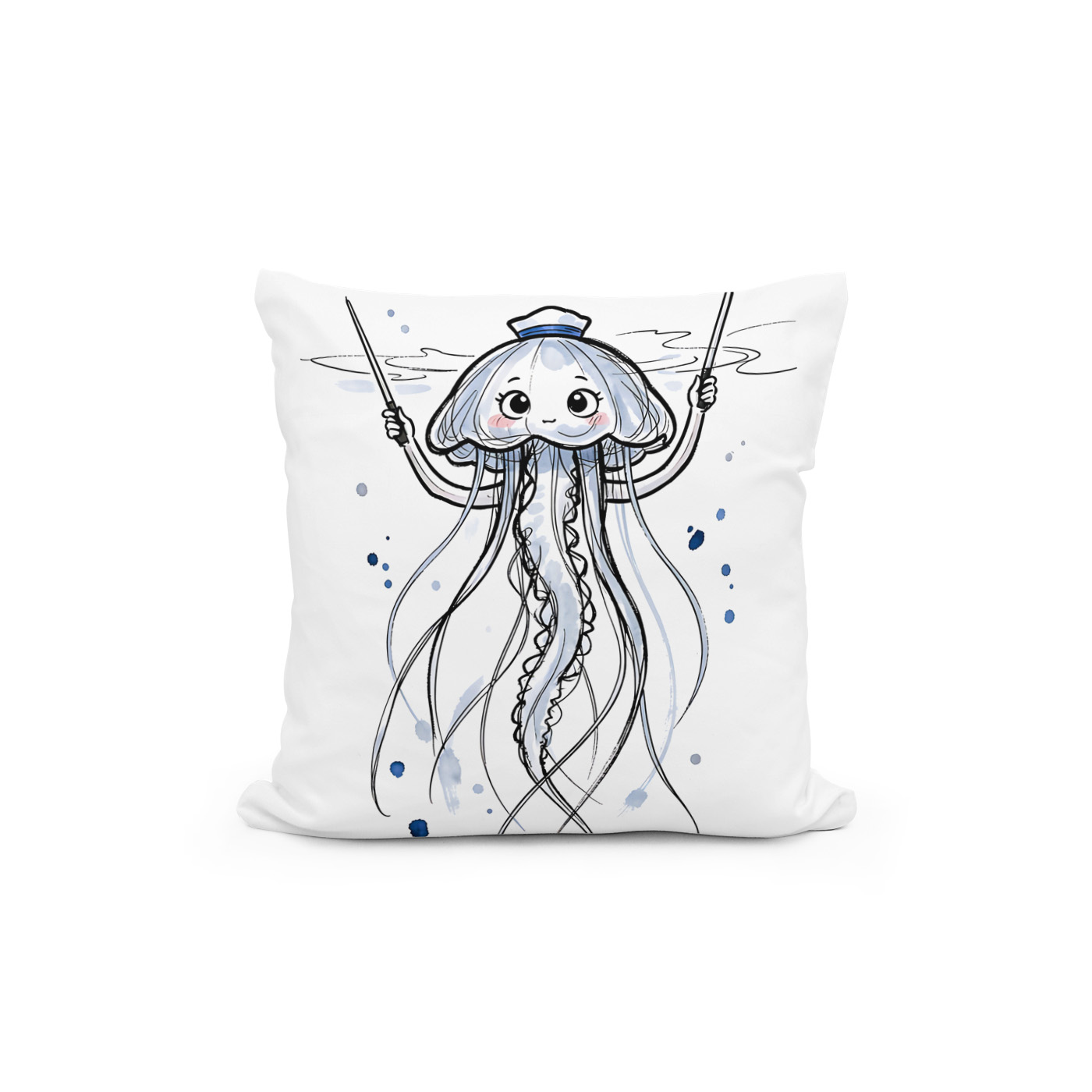 Kissen: Jellyfish Conductor Leading Rhythm in Marine Ink Illustration – Bild 2