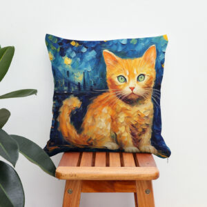 Kissen: Drollige Katzenkunst Im Stil von Vincent van Gogh