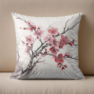 Kissen: Pink Cherry Blossom Branch