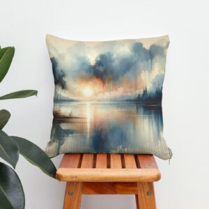 Kissen: Watercolor Lake at Sunset