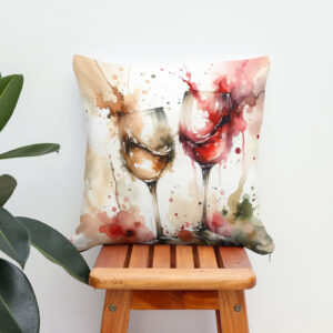 Kissen: Watercolor Wine Glasses